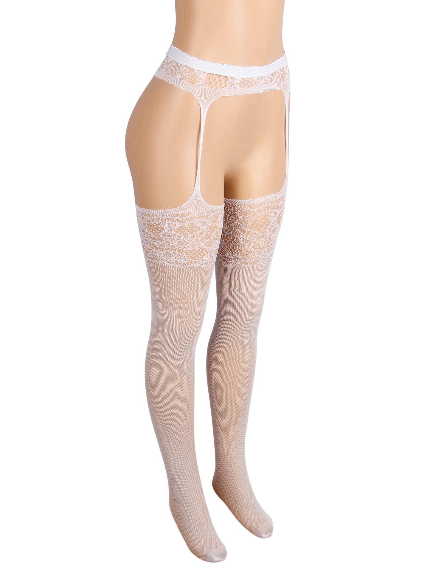 White Sexy Jacquard Fishnet Pantyhose Tights