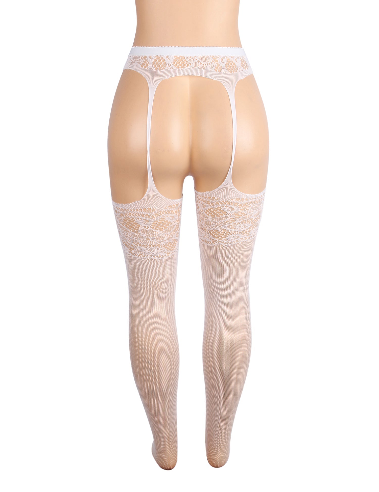 White Sexy Jacquard Fishnet Pantyhose Tights