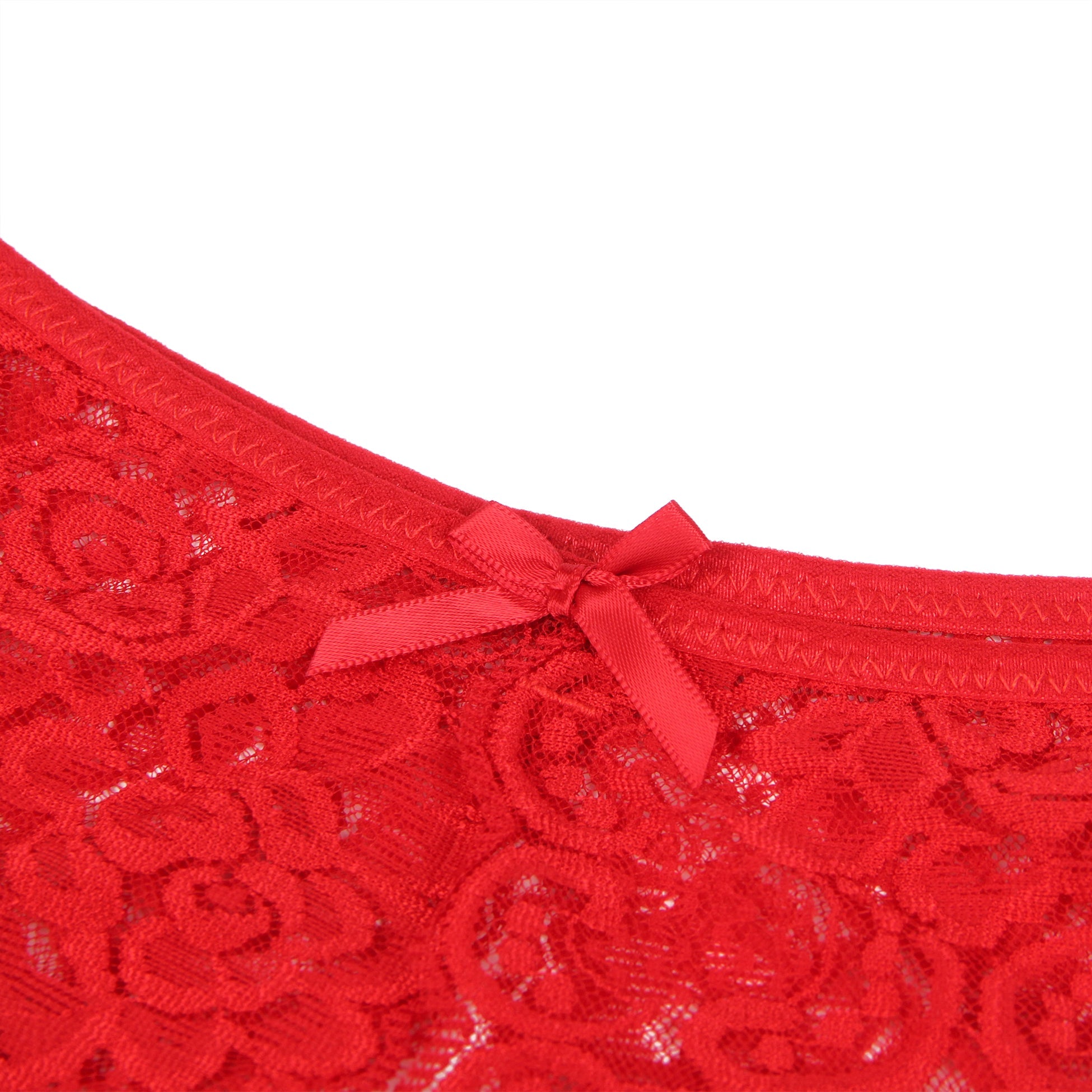 Red Sexy Open Crotch Lace Bow Panty