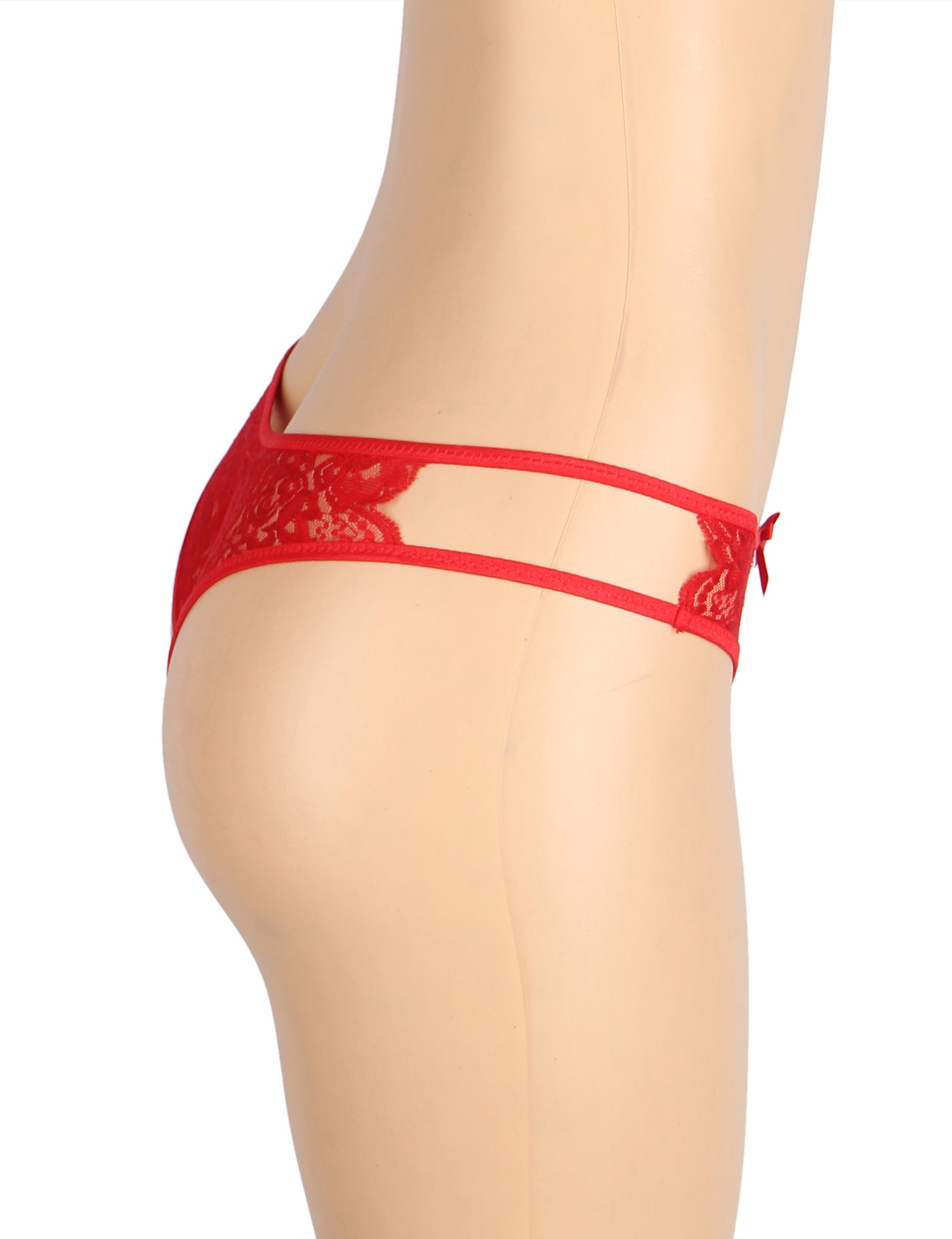 Red Sexy Open Crotch Lace Bow Panty