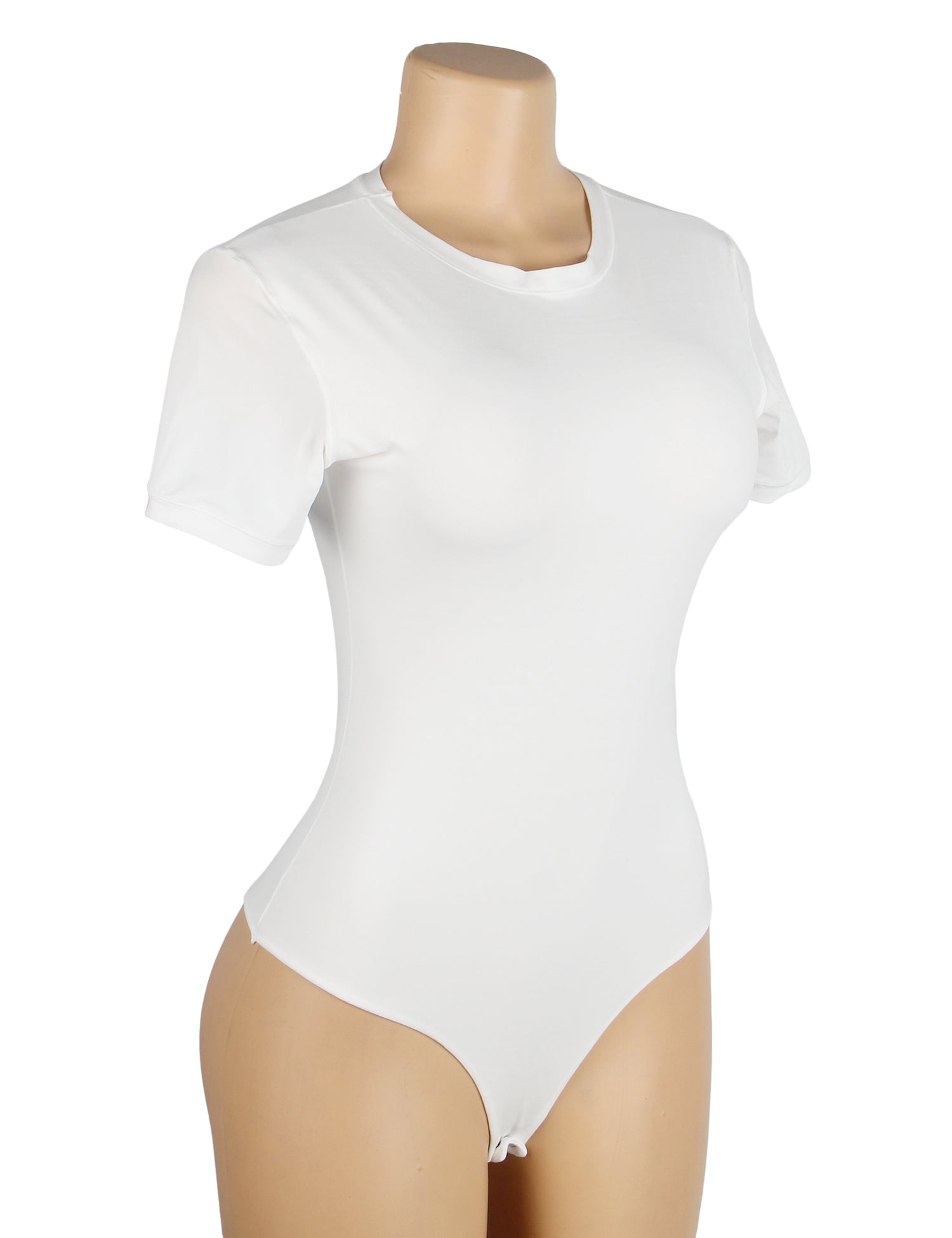 Body blanc simple à manches courtes et entrejambe ouverte