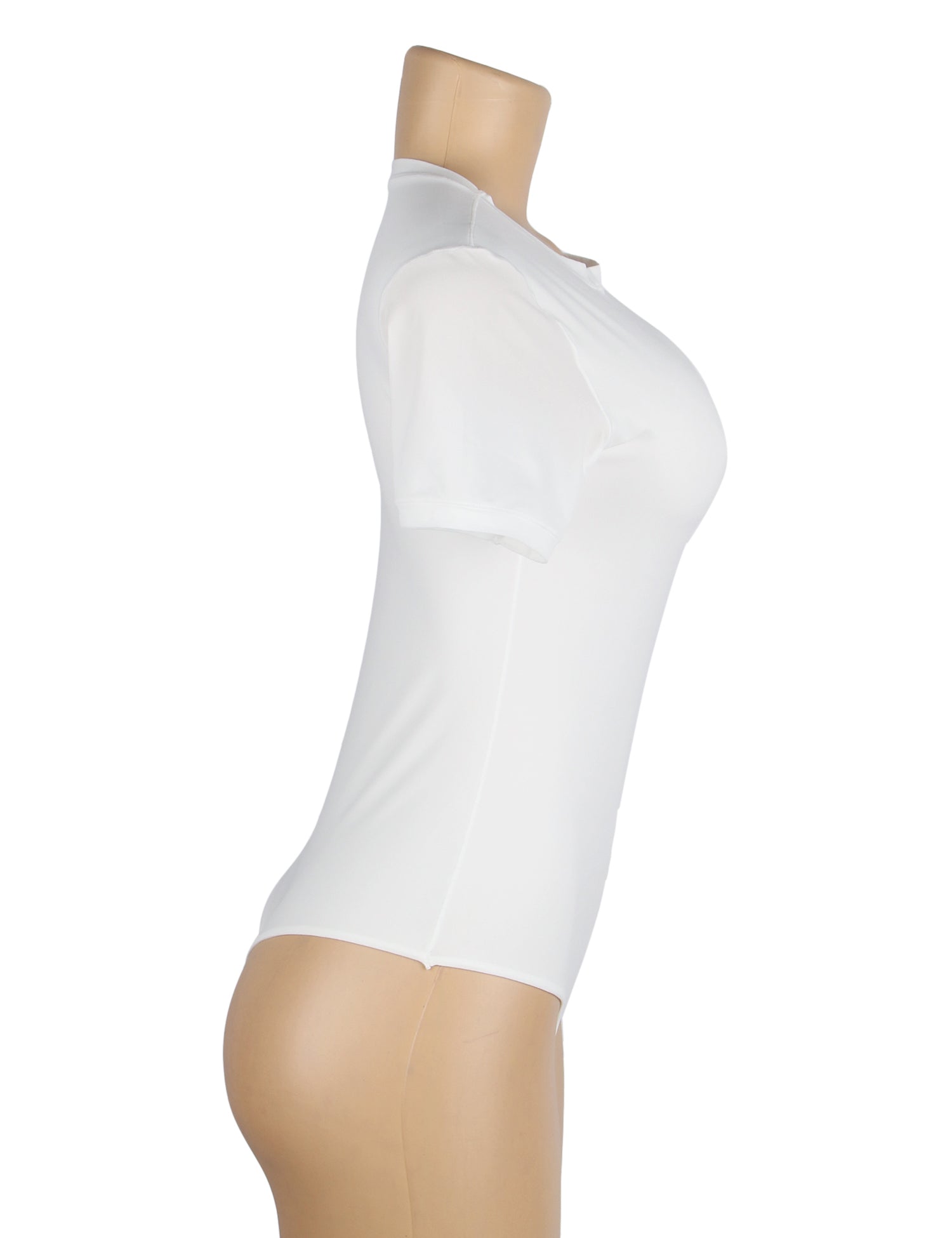 Body blanc simple à manches courtes et entrejambe ouverte