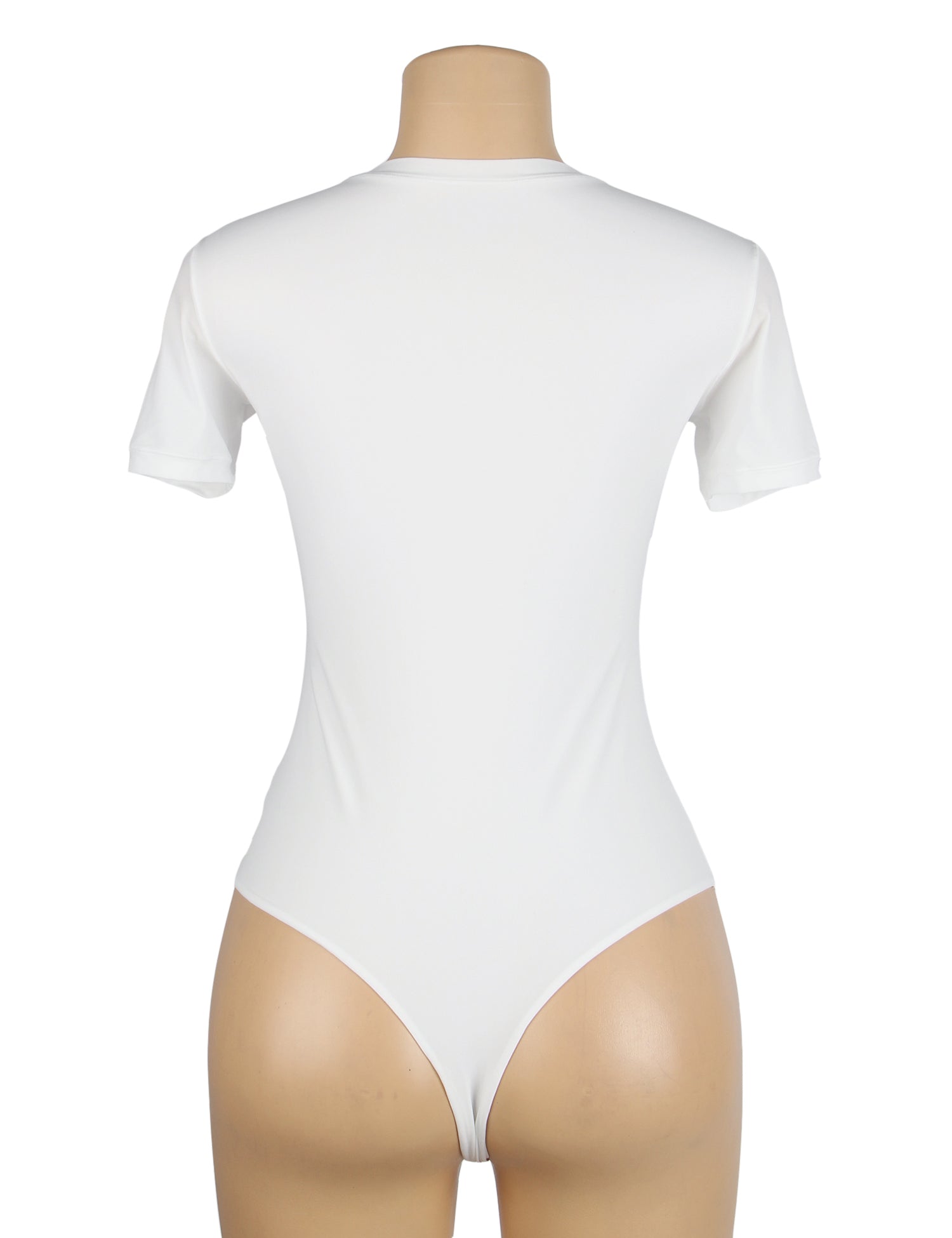 Body blanc simple à manches courtes et entrejambe ouverte