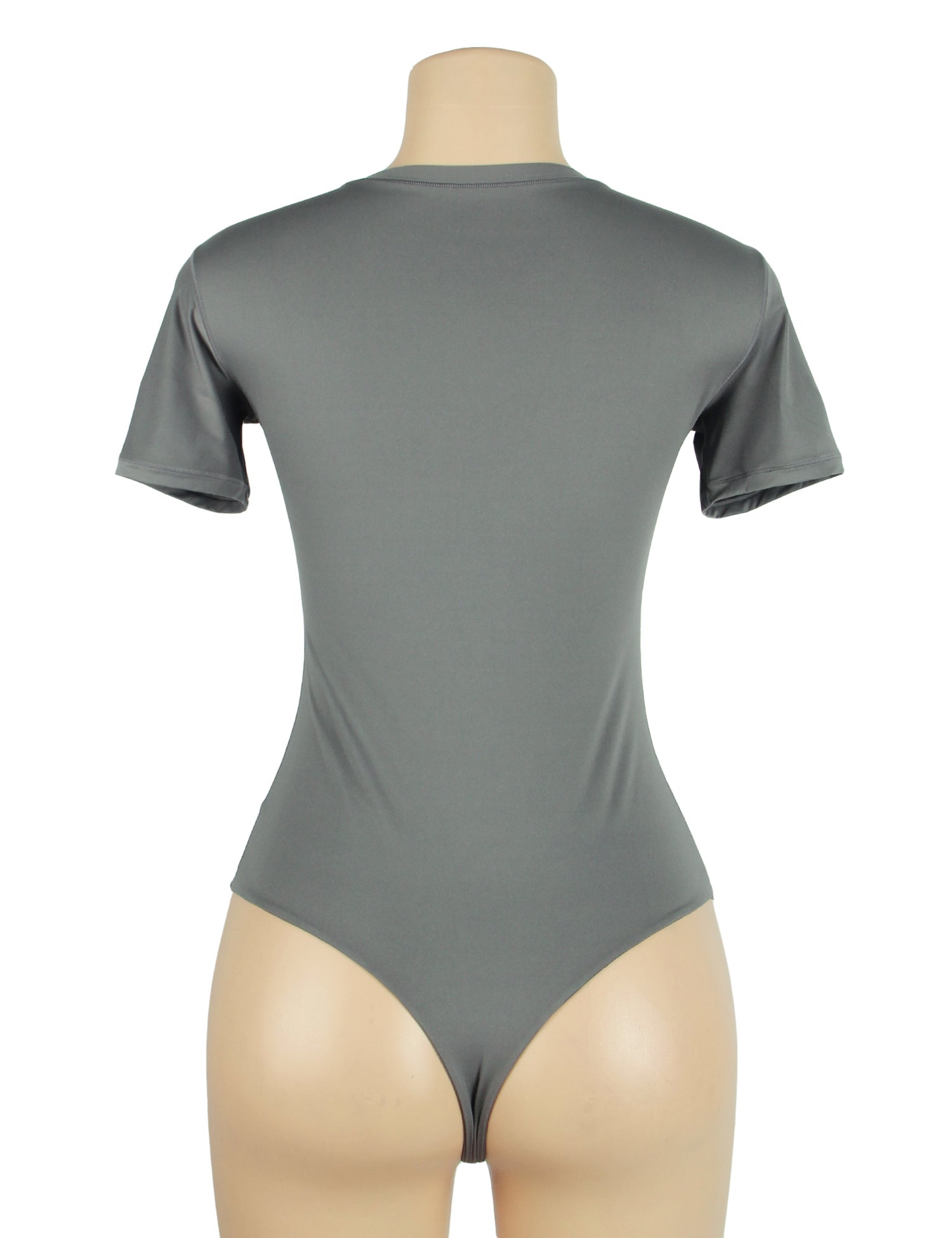 Grauer, schlichter Kurzarm-Body mit offenem Schritt