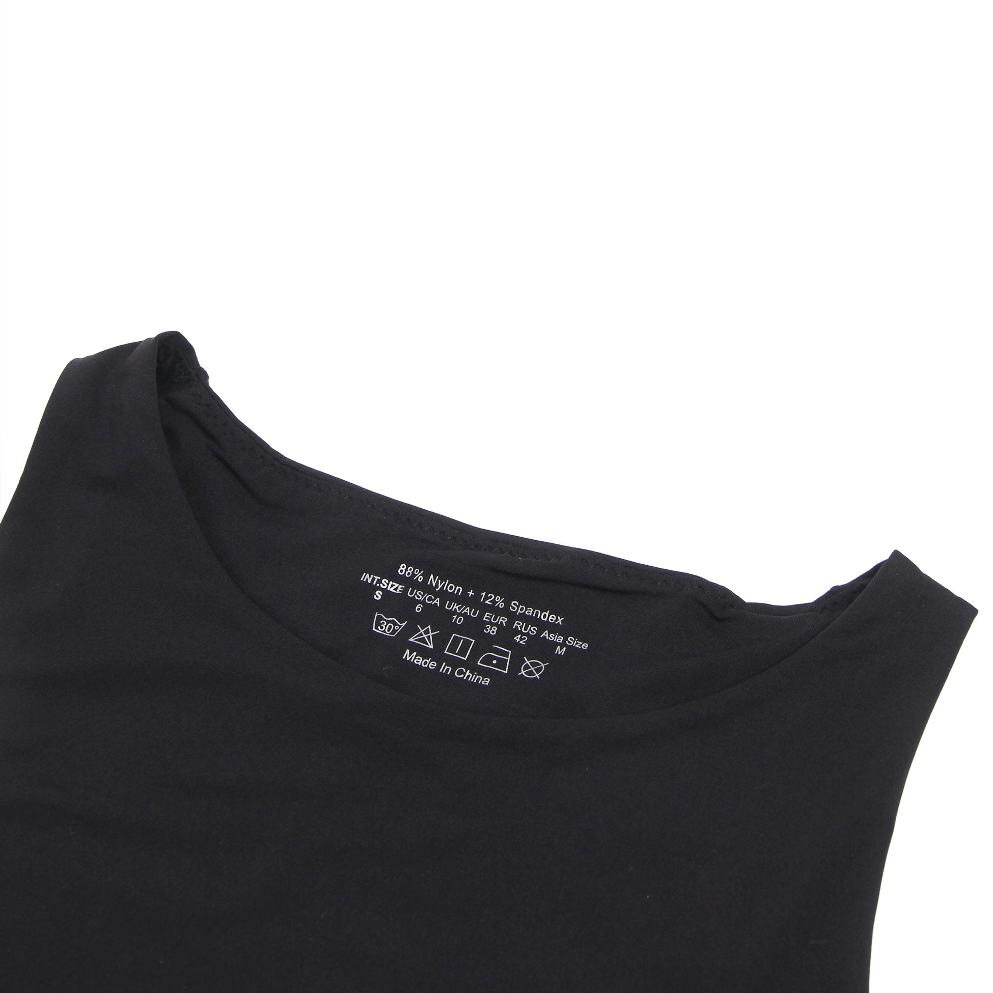 Schwarzer, schlichter, ärmelloser Body mit offenem Schritt