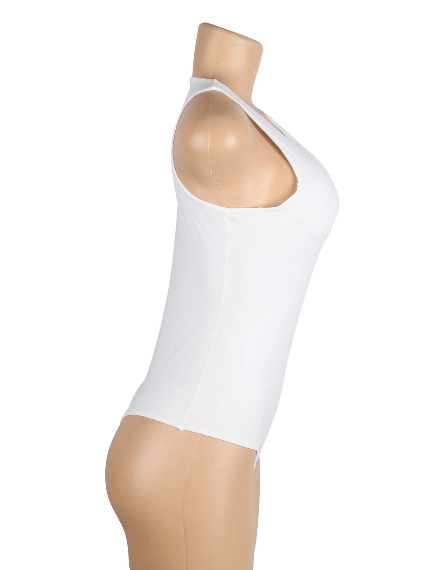 Weißer, schlichter, ärmelloser Body mit offenem Schritt