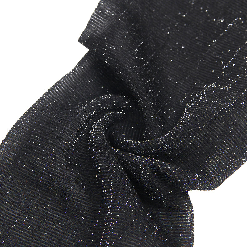 Bas noirs en dentelle nacrée sexy avec bretelles en silicone