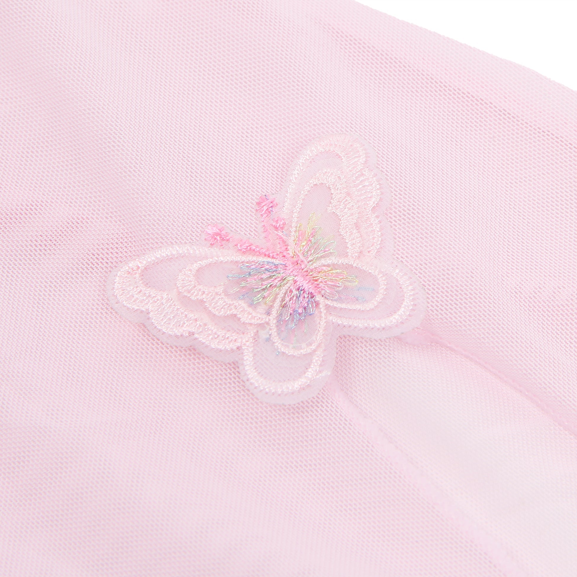 Pinkfarbenes, sexy, durchsichtiges, rückenfreies, langes Dessouskleid mit Schmetterlingsmuster