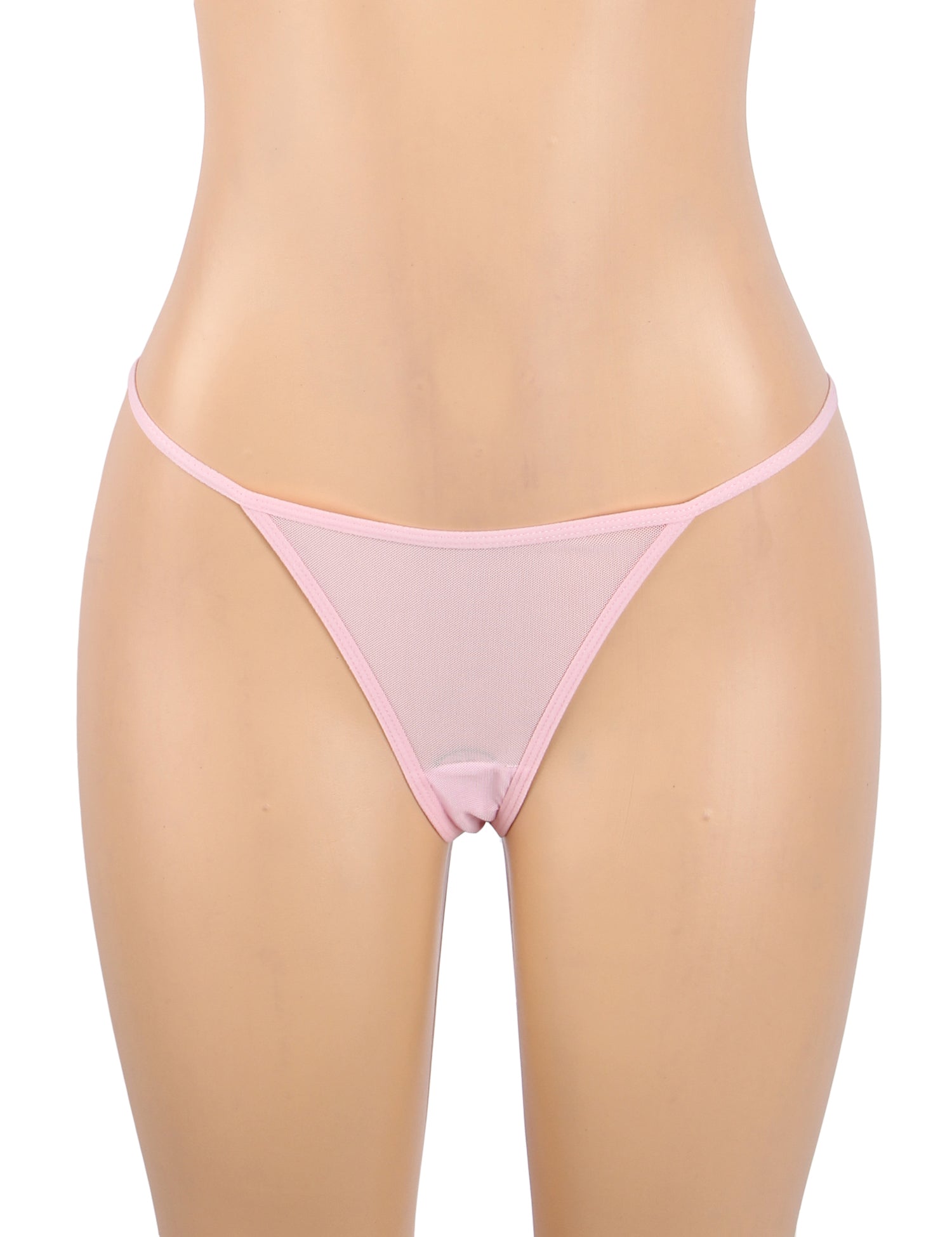 Pinkfarbenes, sexy, durchsichtiges, rückenfreies, langes Dessouskleid mit Schmetterlingsmuster