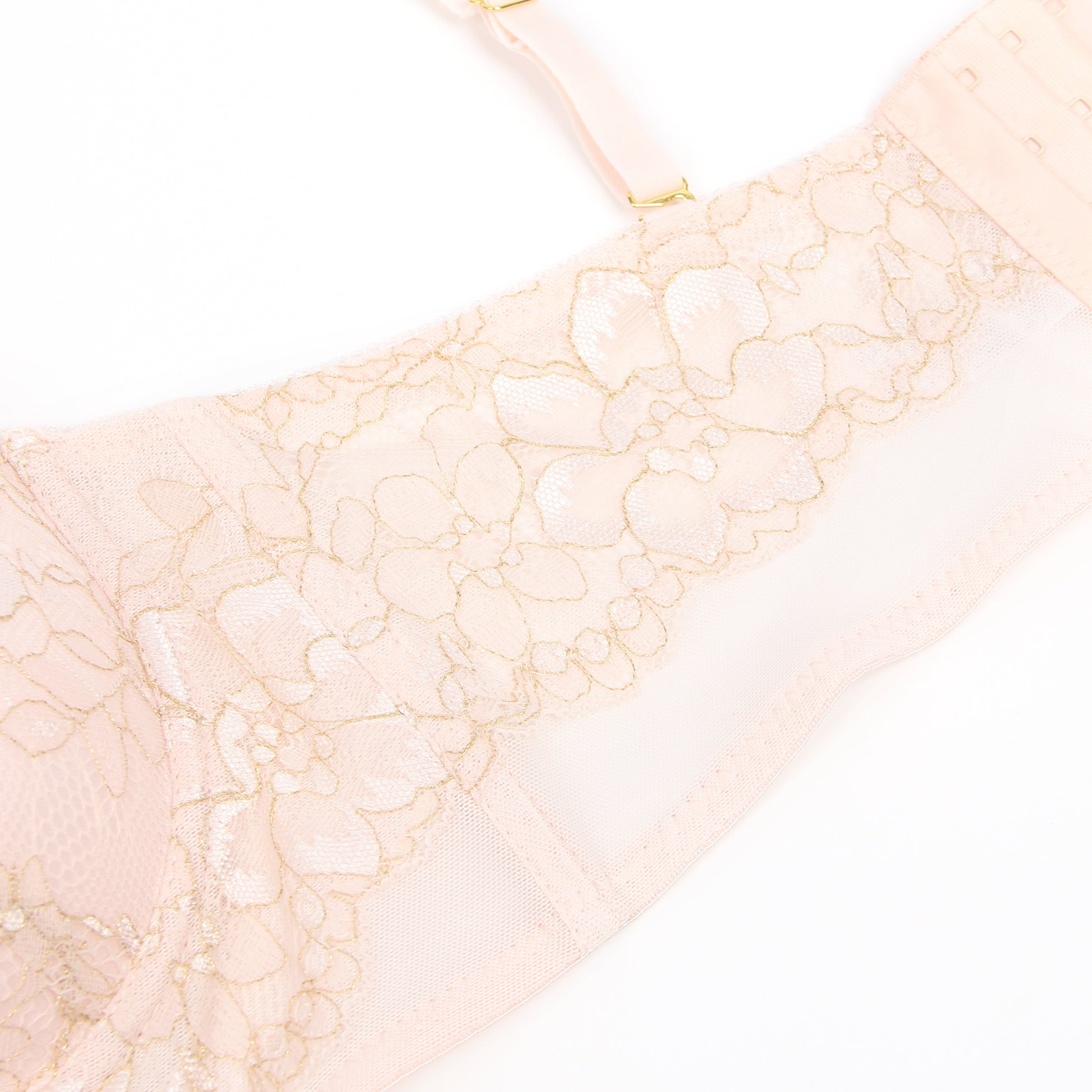 Pink Sexy Lace Golden String Pattern Bra Set
