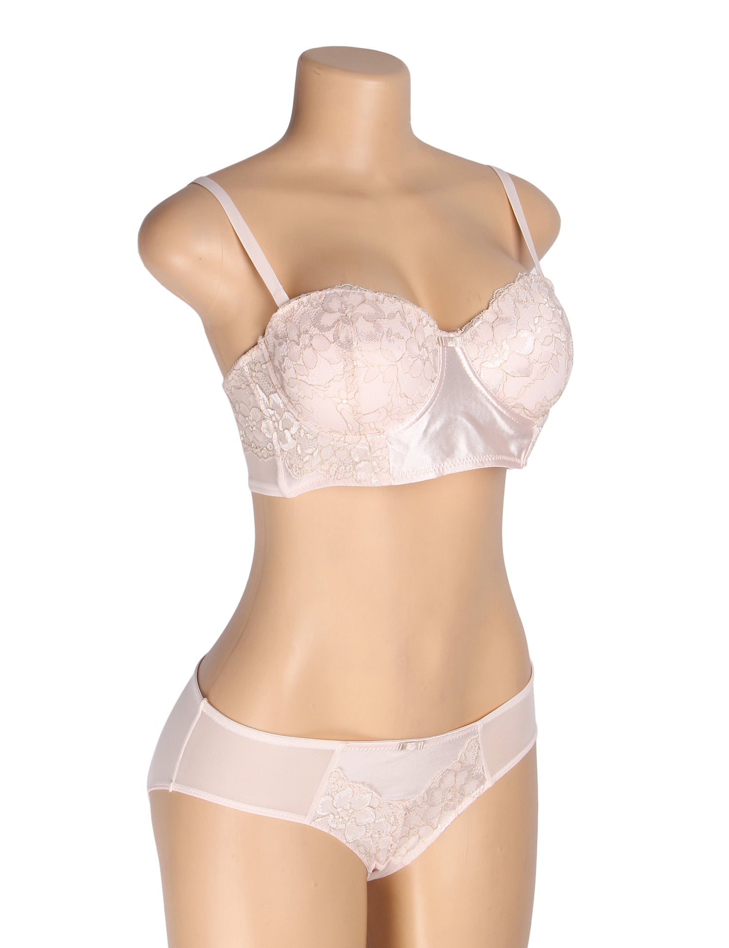 Pink Sexy Lace Golden String Pattern Bra Set