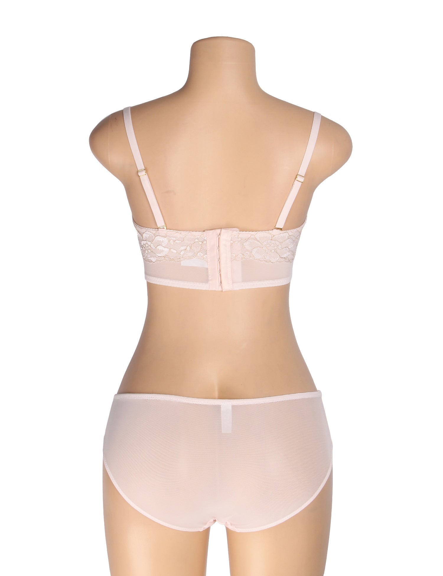 Pink Sexy Lace Golden String Pattern Bra Set