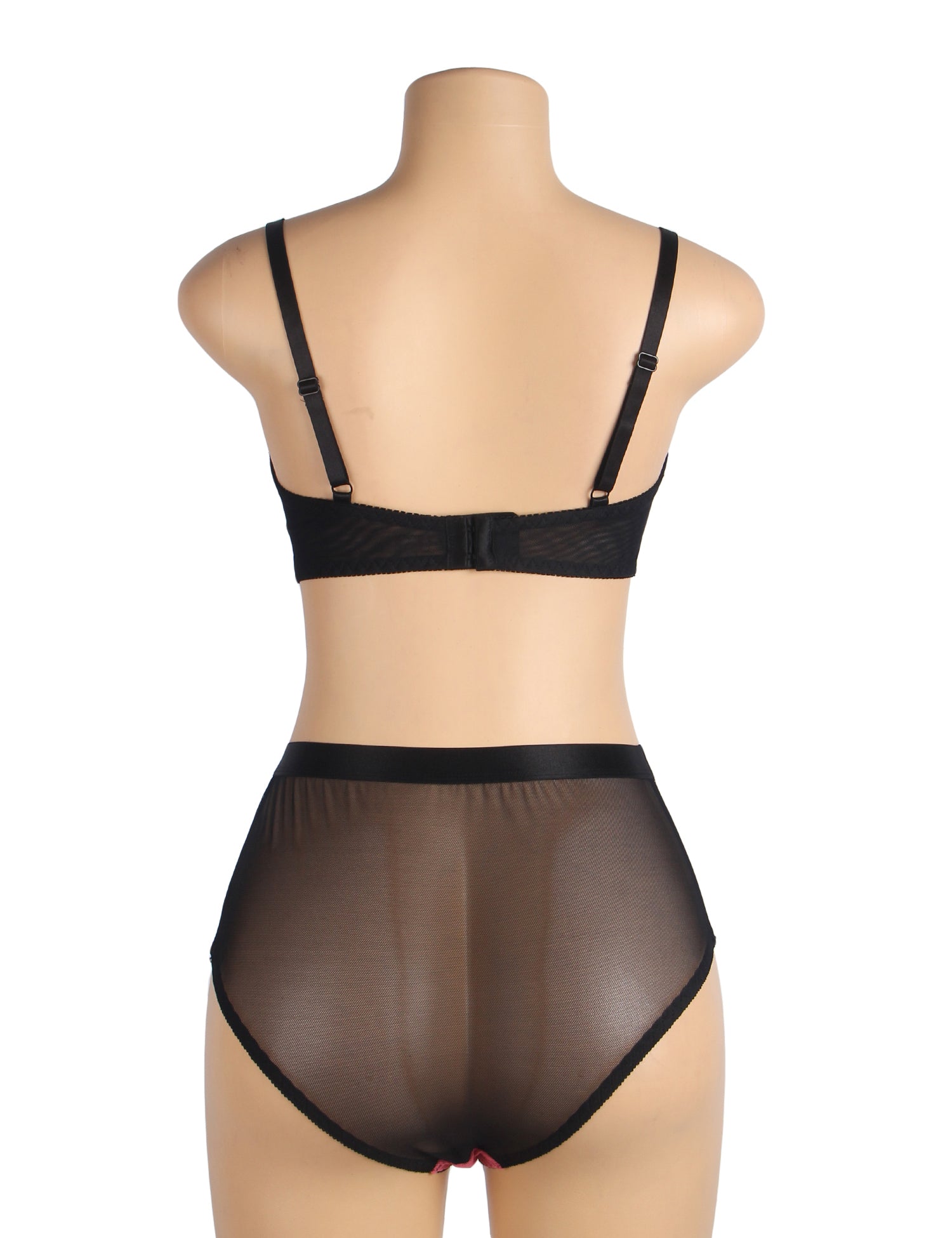 Pink Sexy Lace Mesh Push-up Bra Set