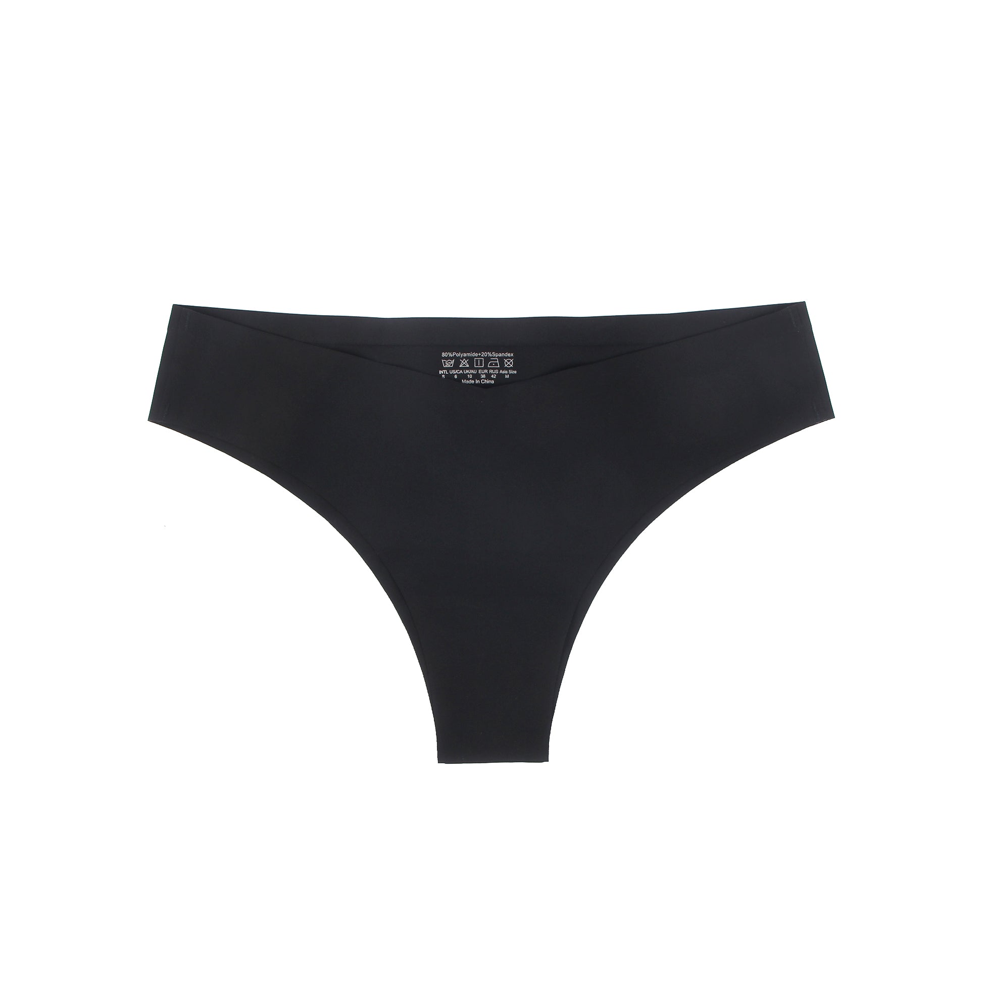 Culotte noire sexy en soie glacée, taille basse et sans coutures