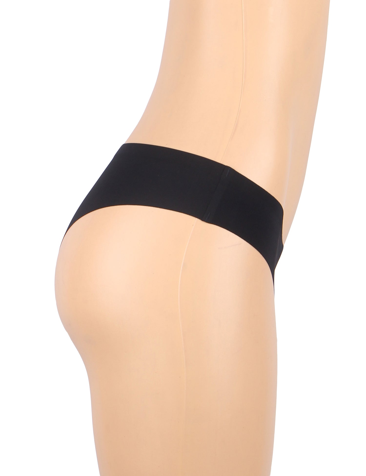Culotte noire sexy en soie glacée, taille basse et sans coutures