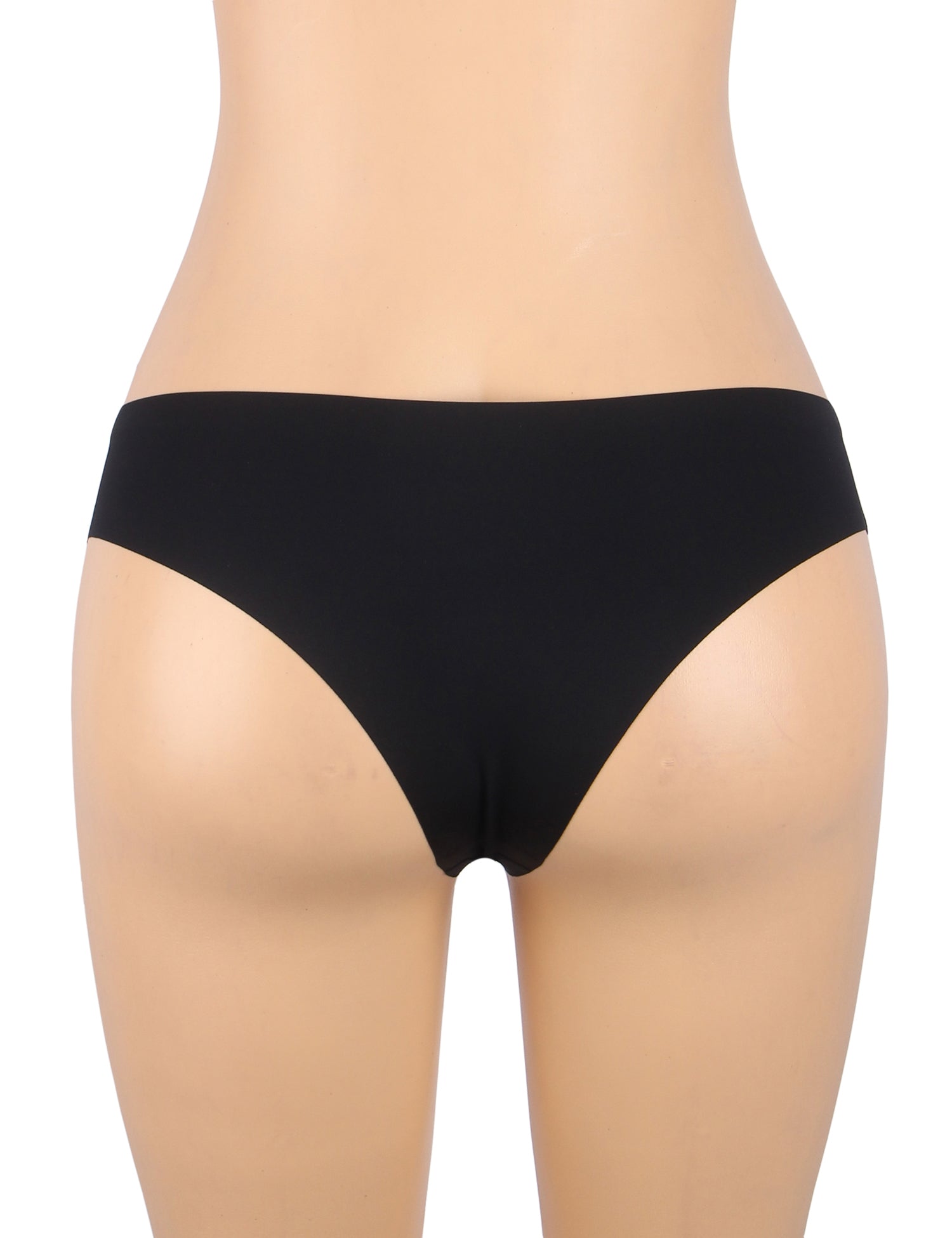 Culotte noire sexy en soie glacée, taille basse et sans coutures