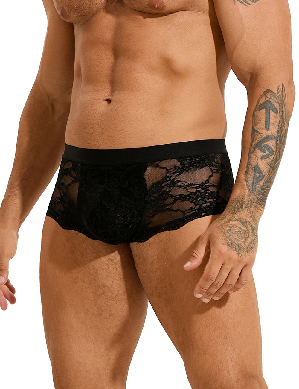 Black Sexy Lace See Through Men Underwear