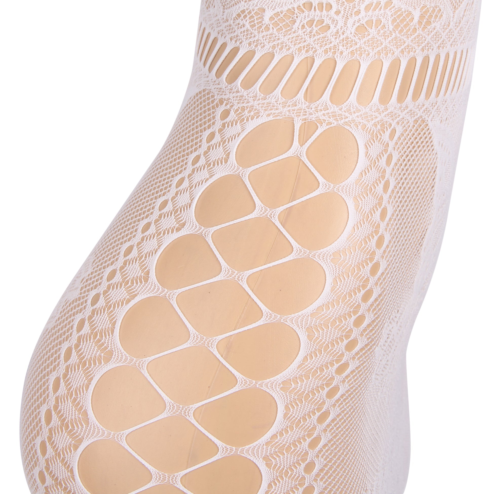 White Sexy Jacquard Hollow Out Luminous Glow In The Dark Bodystocking
