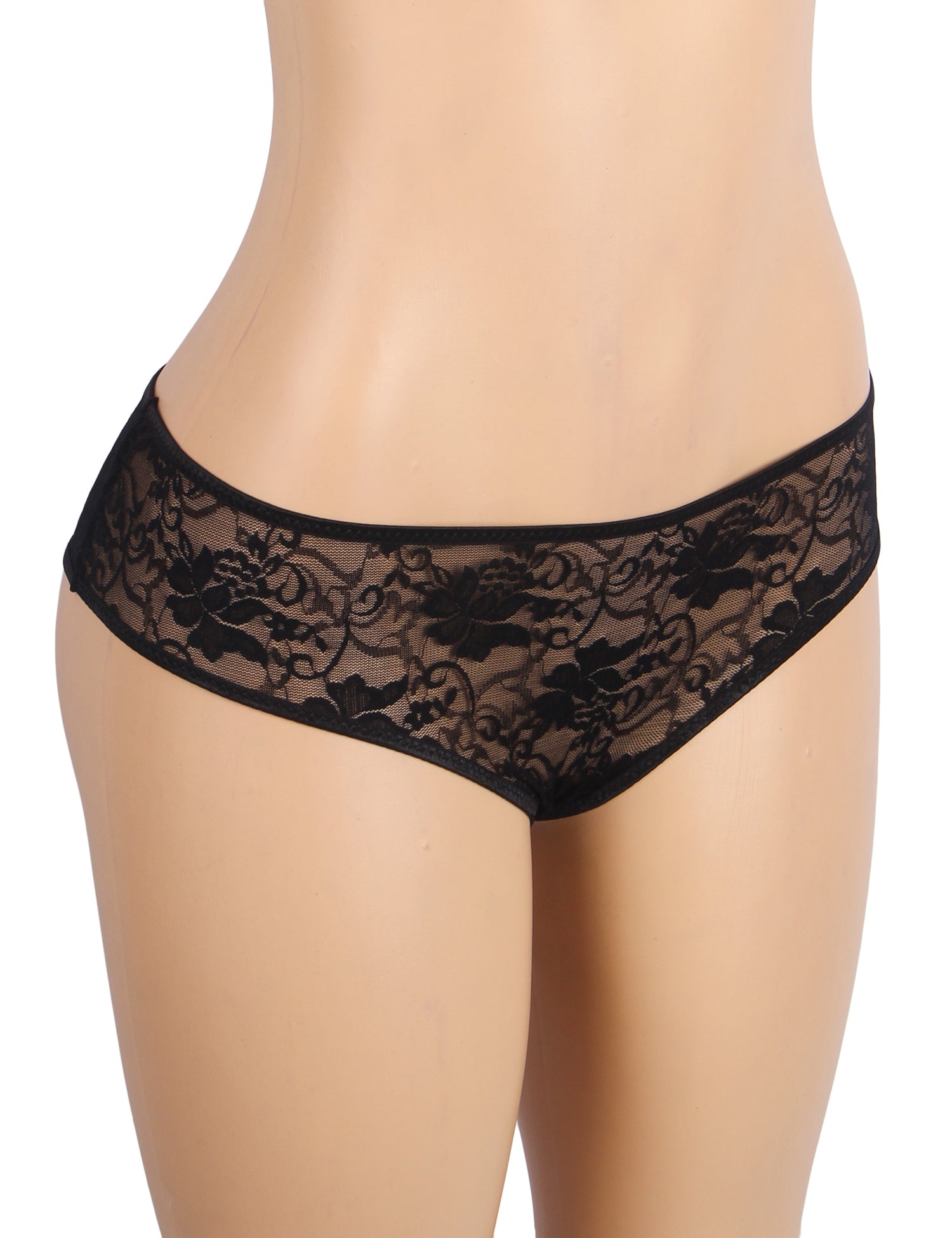 Black Sexy Lace Crotchless Panty