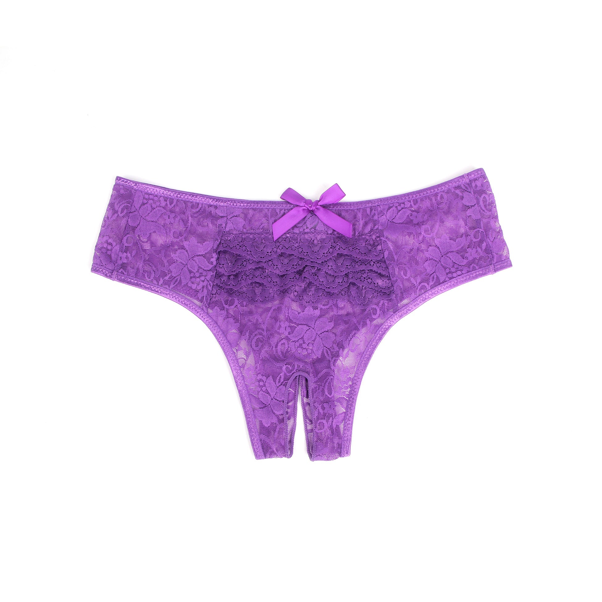 Purple Sexy Lace Crotchless Panty