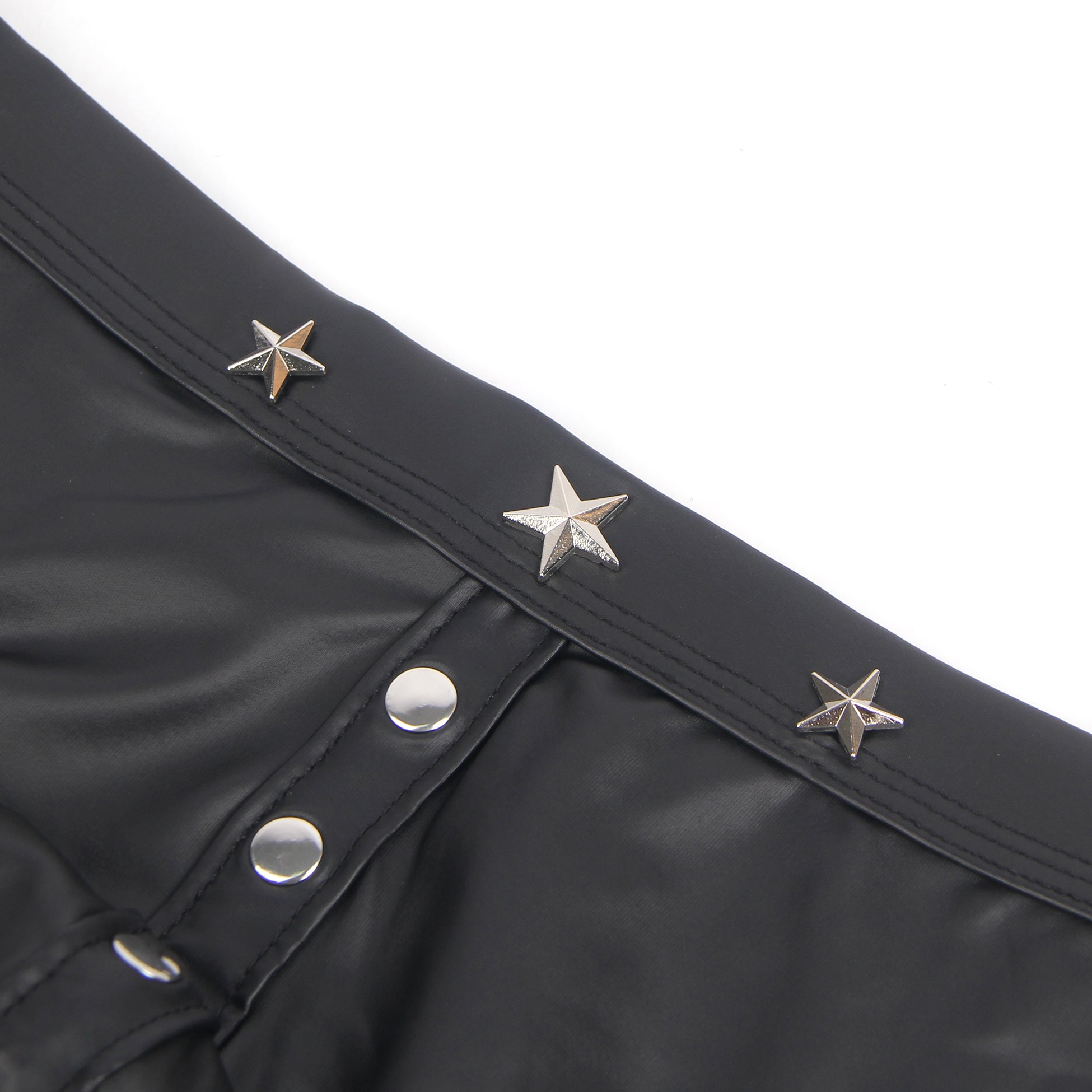 Black Sexy PU Leather Rivet Men Brief