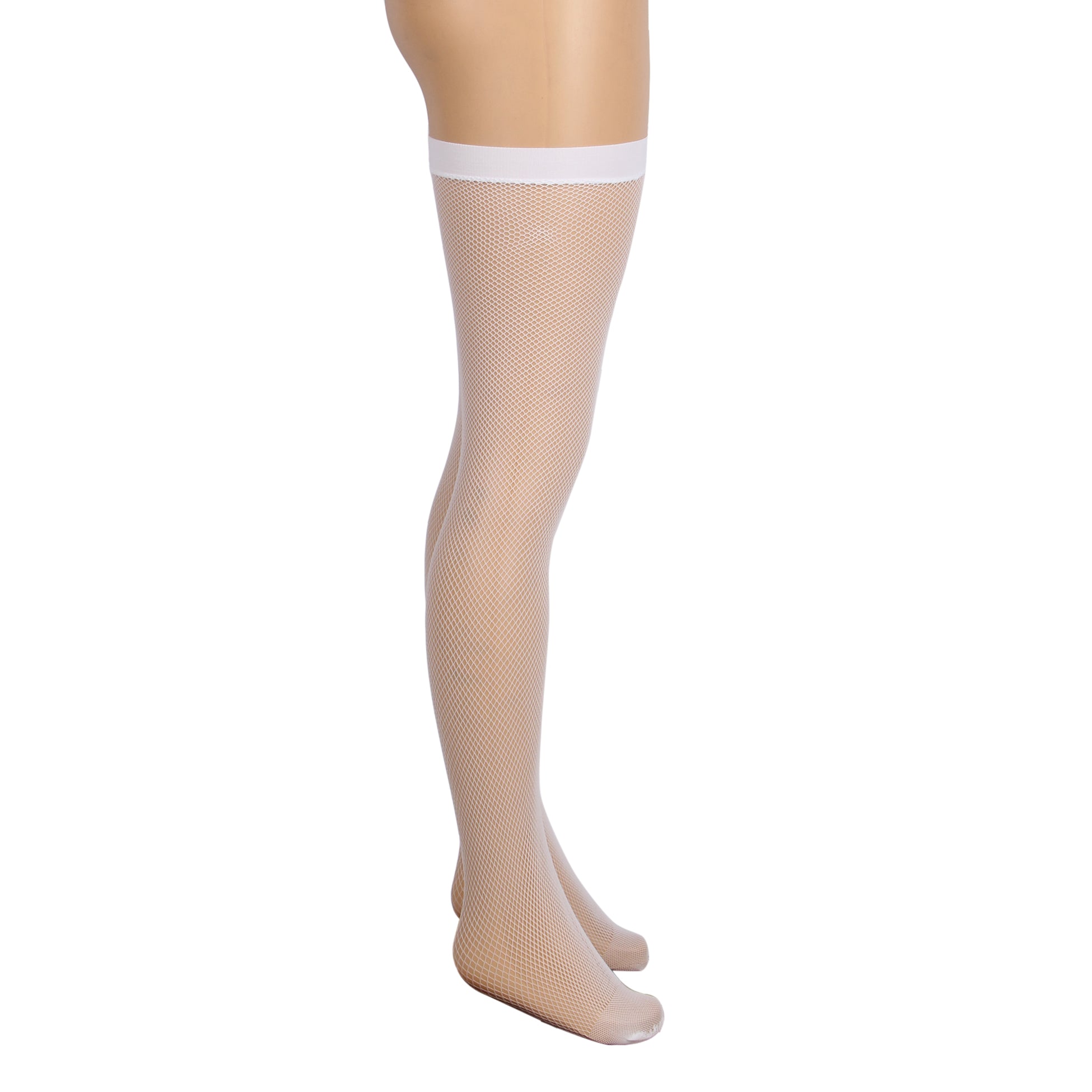 White Sexy Small And Medium Mesh Anti-roll Cuff Fishnet Stockings