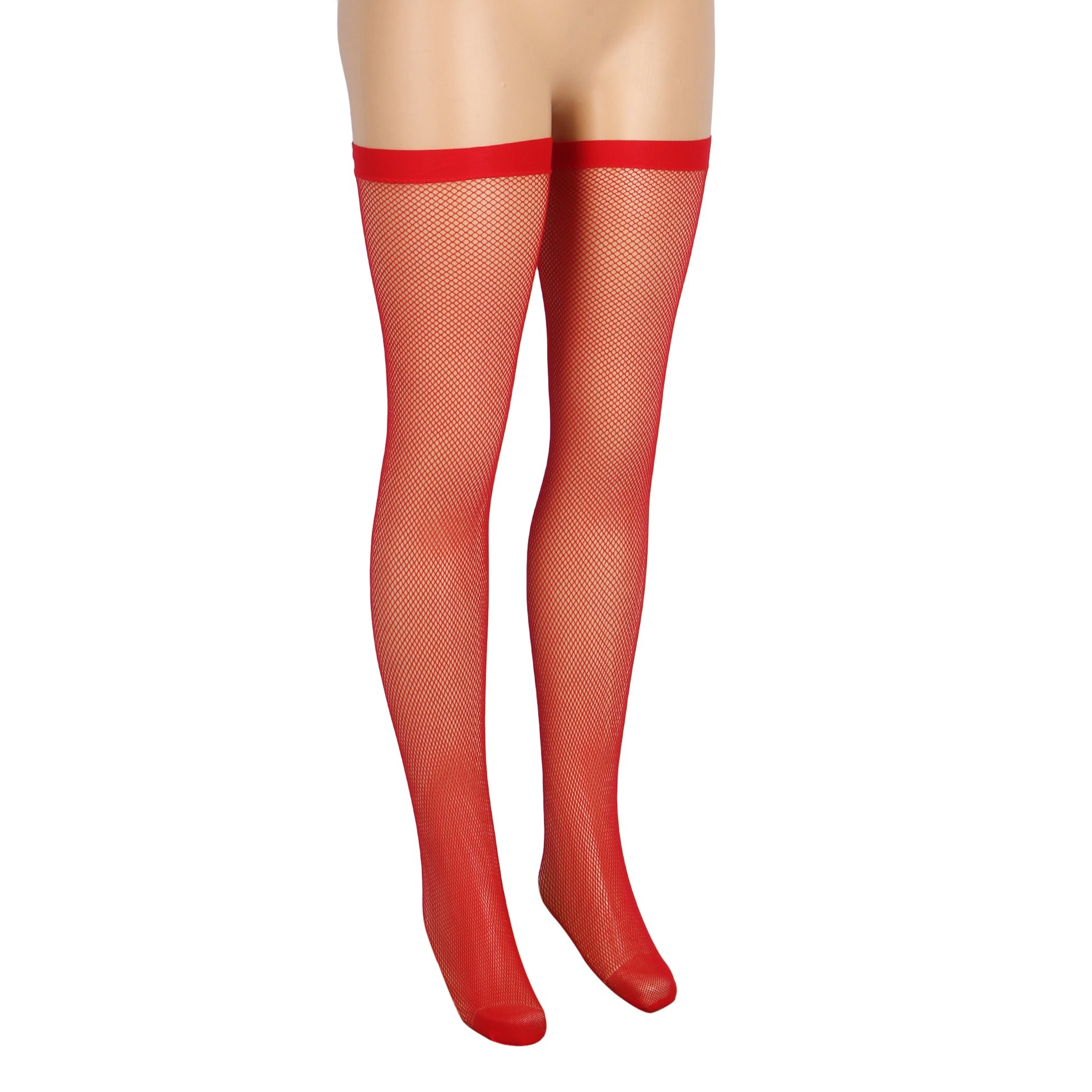 Red Sexy Small And Medium Mesh Anti-roll Cuff Fishnet Stockings