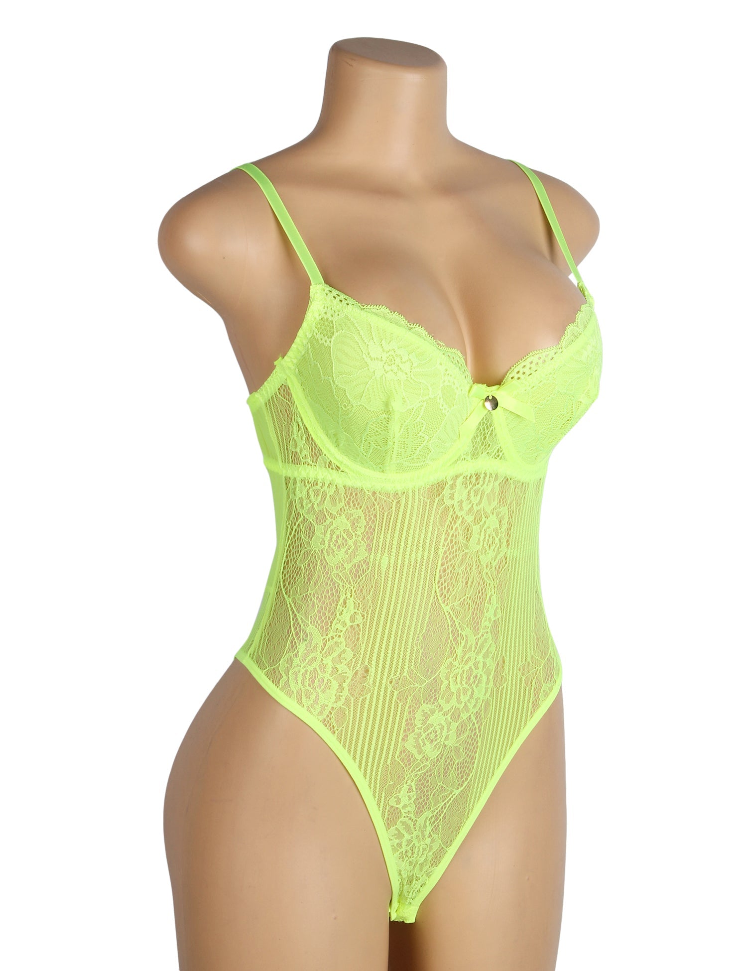 Green Sexy Lace Push Up Open Crotch Bodysuit