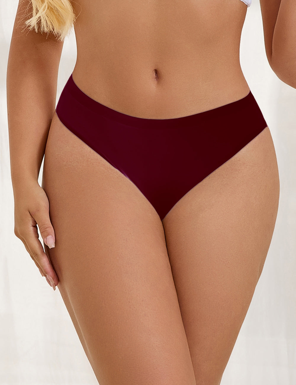Burgundy Sexy High Elastic Low Waist Seamless Panty