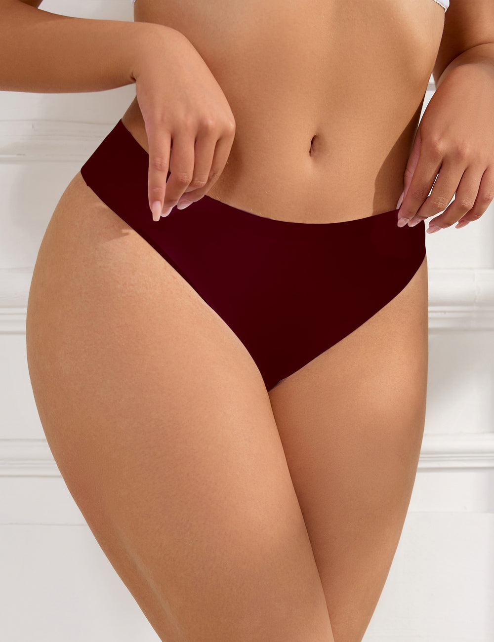 Culotte bordeaux sexy taille basse élastique sans coutures