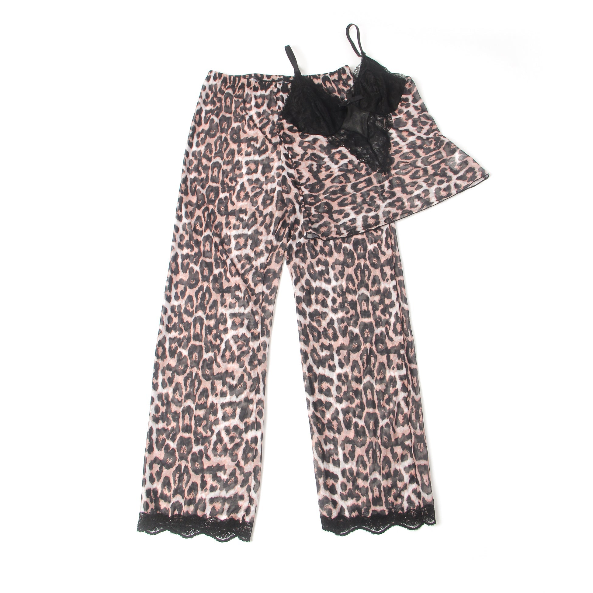 Sexy Leopard Lace Suspender Pajama Set