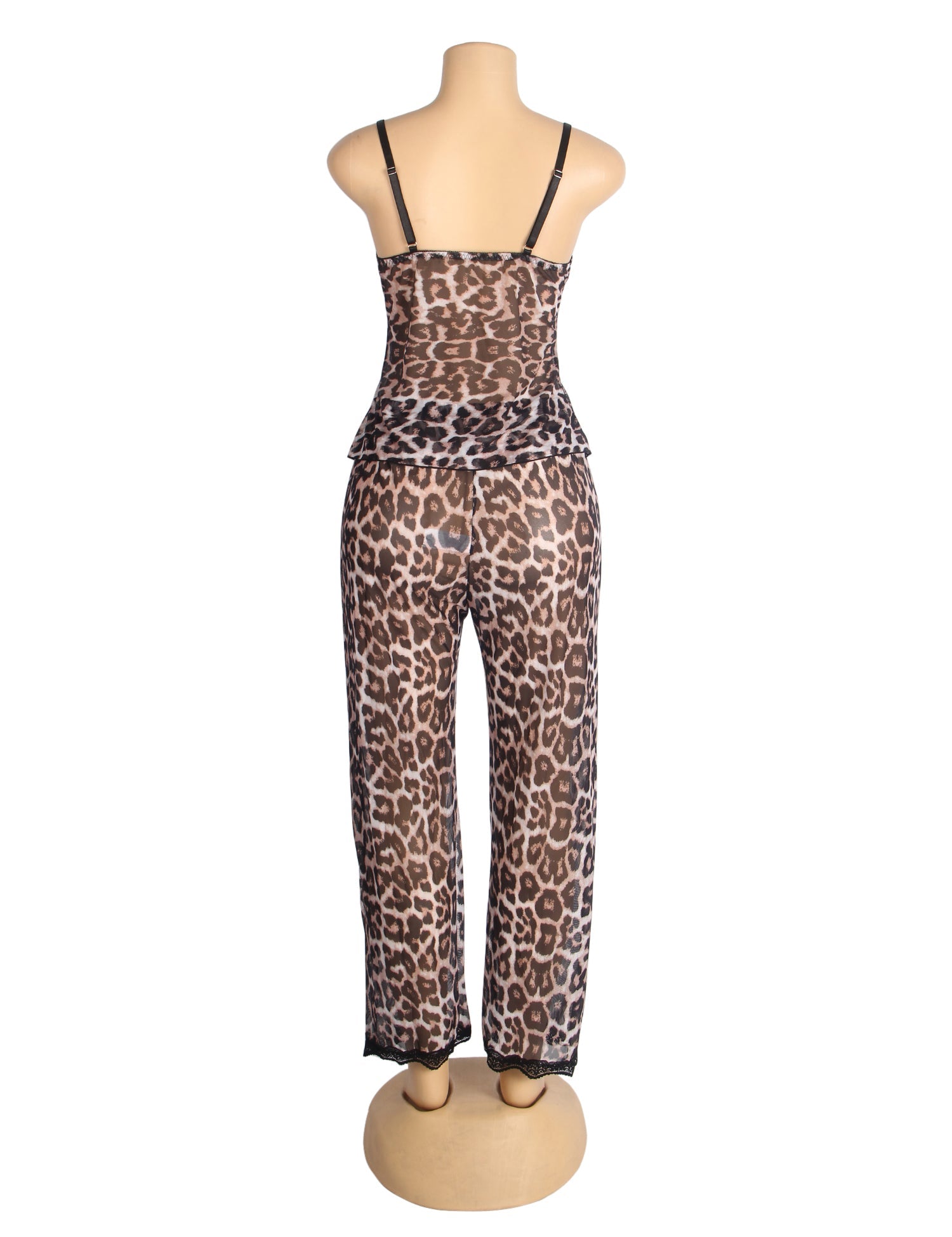 Sexy Leopard Lace Suspender Pajama Set