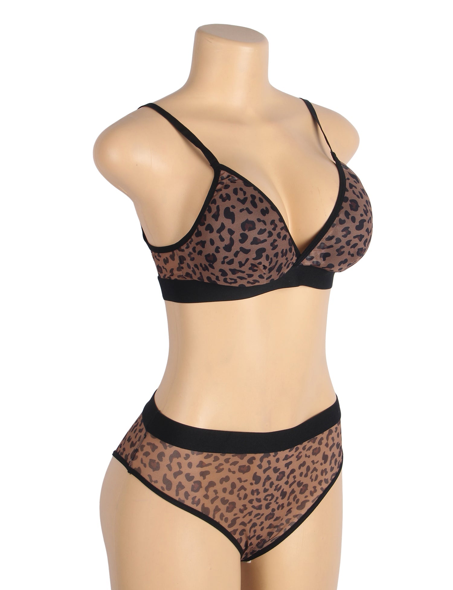 Sexy Leopardenmuster-Mesh-BH-Set