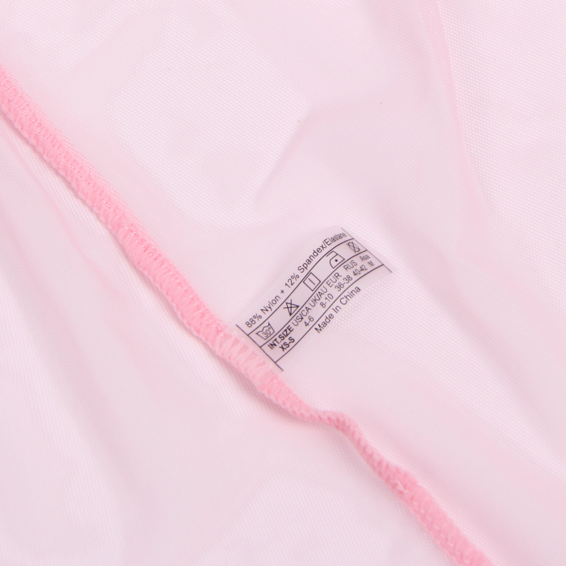 Pink Sexy Mesh Mink Fur Trim  Short Robe With Belt