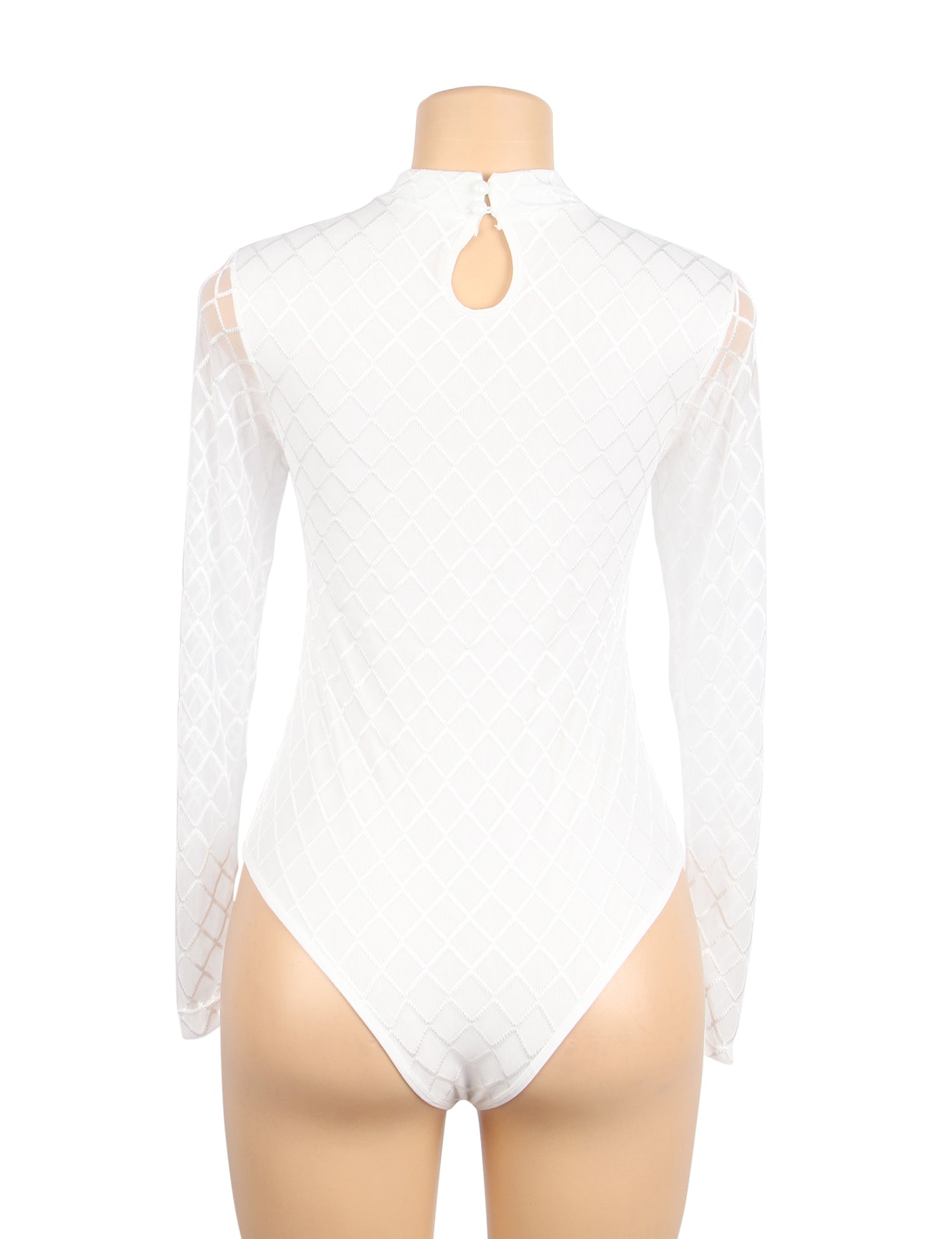 Weißer minimalistischer Mesh-Body mit hohem Kragen