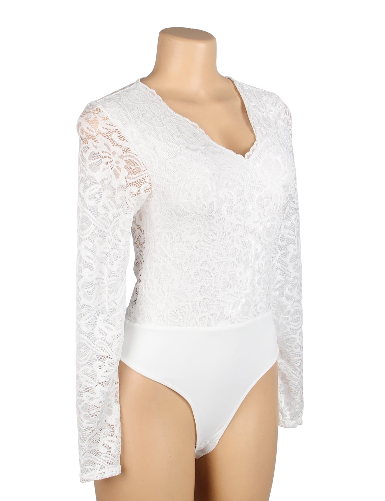 Weißer, sexy Spitzen-Badeanzug mit offenem Schritt