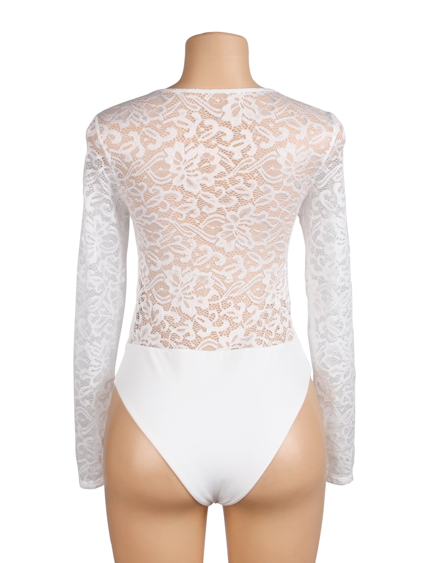 Weißer, sexy Spitzen-Badeanzug mit offenem Schritt