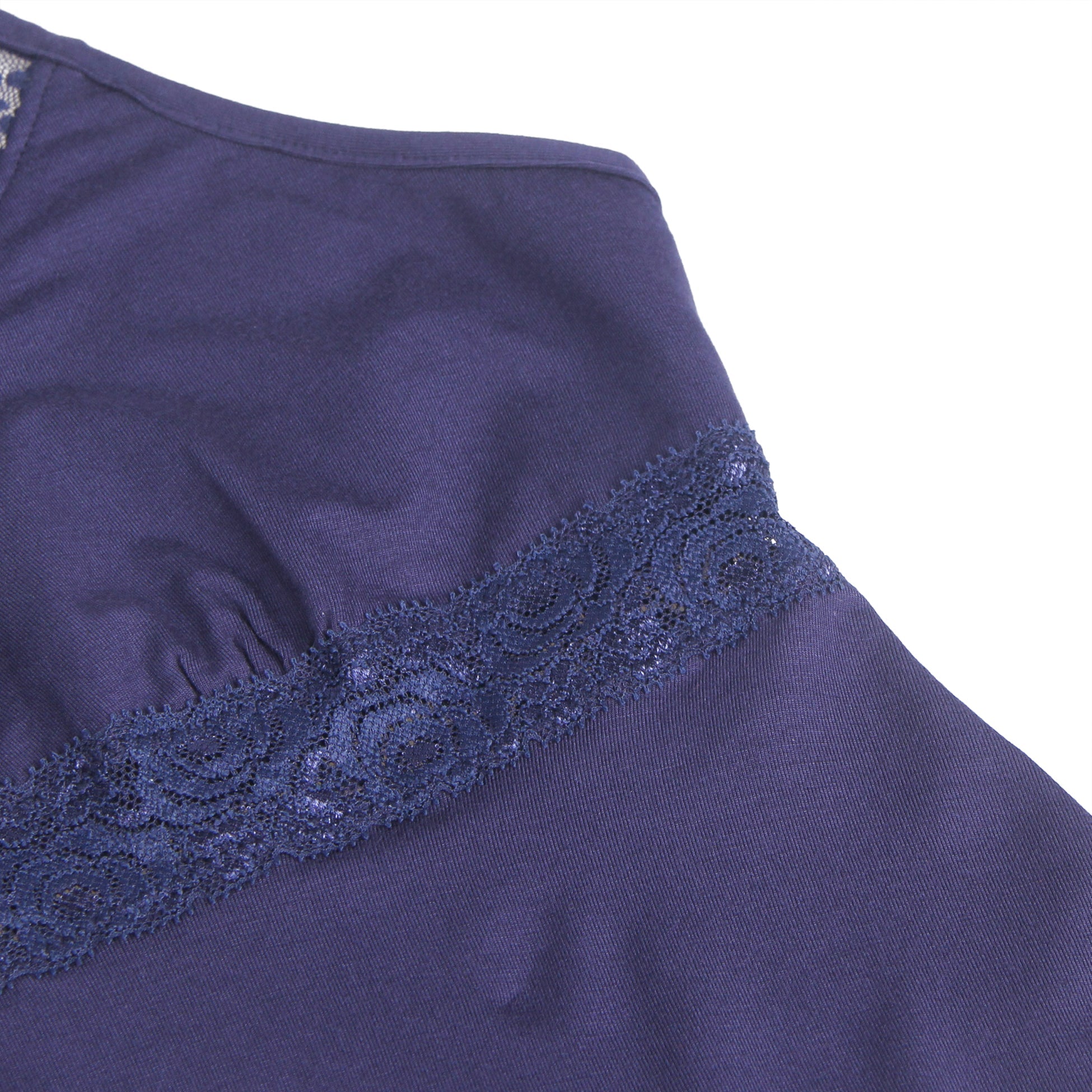 Blue	 Sexy Modal Lace Deep V Neck Suspender Nightdress