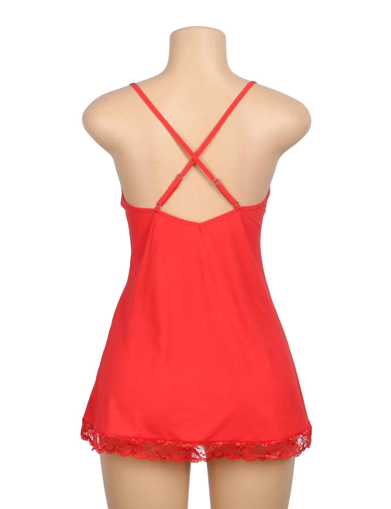 Rotes, sexy Nachthemd aus Modal-Spitze mit Strumpfhaltern