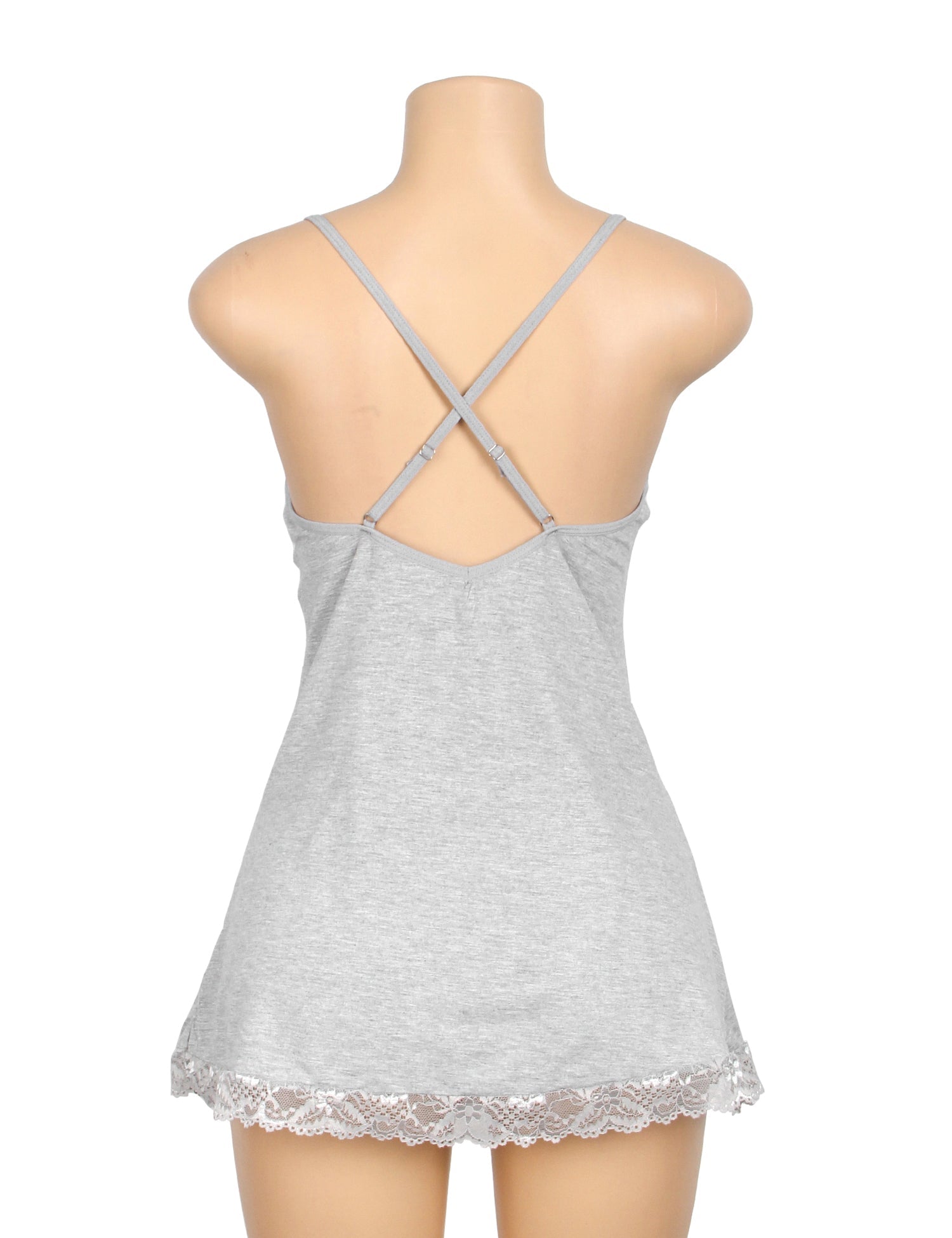 Graue, sexy Modal-Spitzen-Nachtwäsche mit Strumpfhaltern