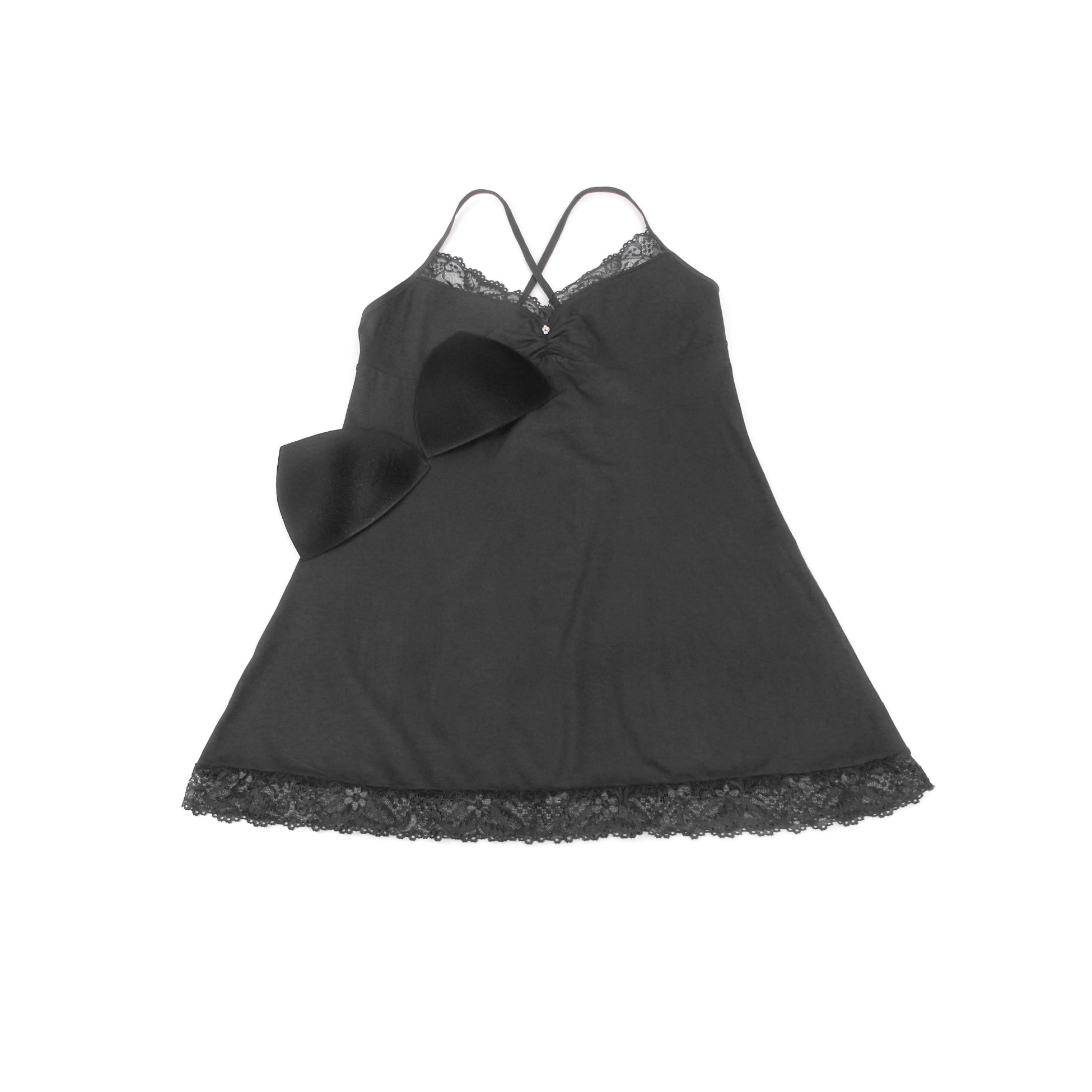 Schwarze, sexy Modal-Spitzen-Nachtwäsche mit Strumpfhaltern