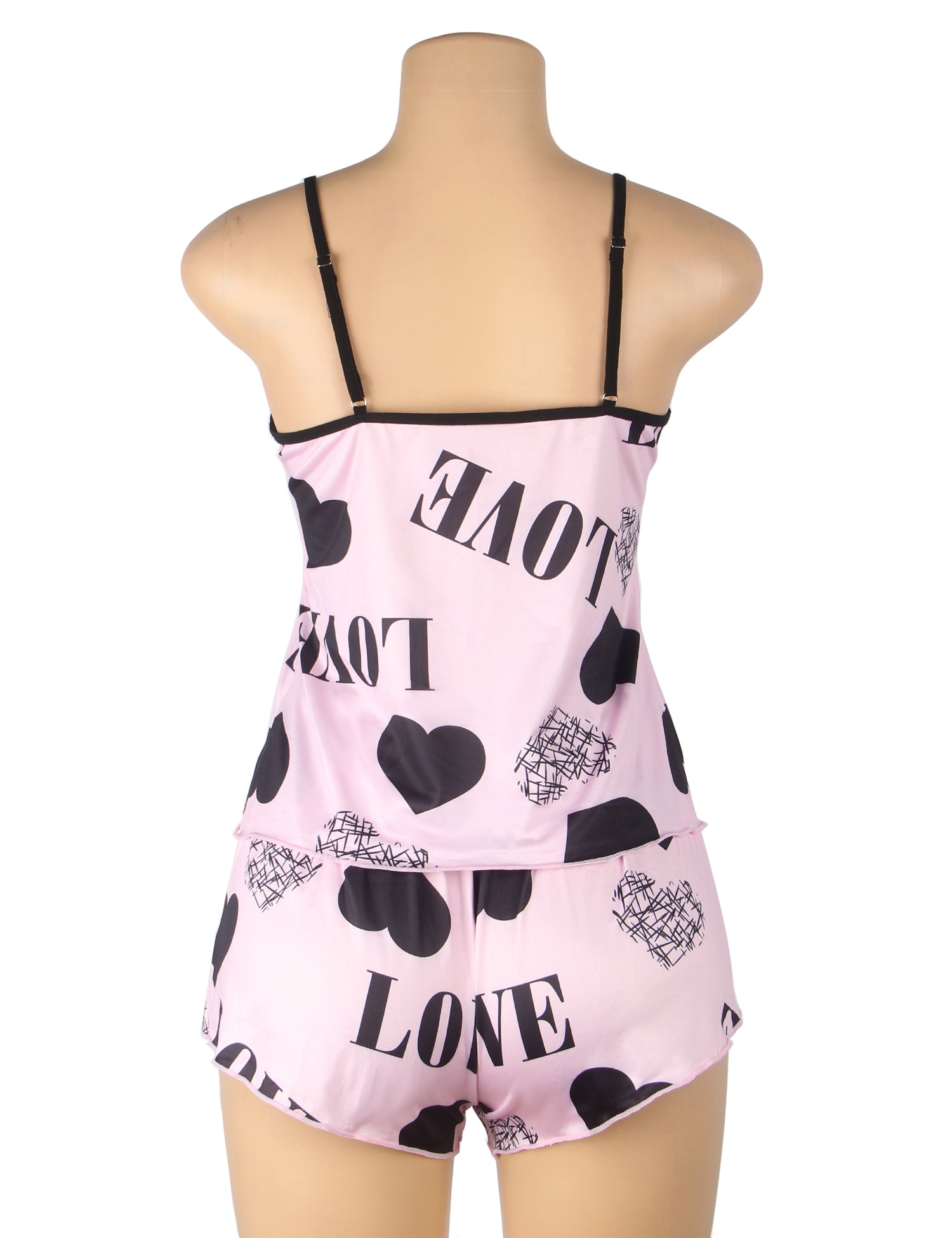 Pink Print Suspender Home Wear Pajama Set