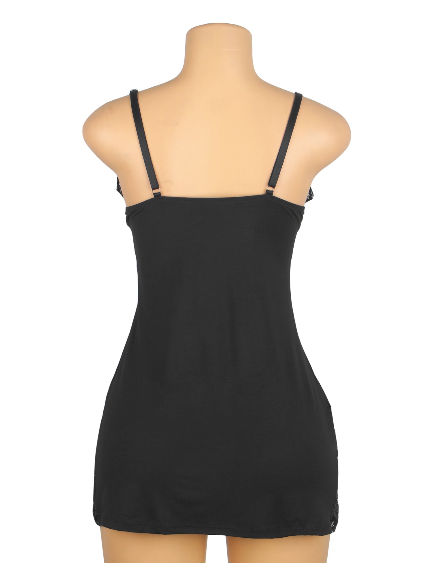 Schwarzes, sexy Modal-Nachthemd mit Schleife und Trägern