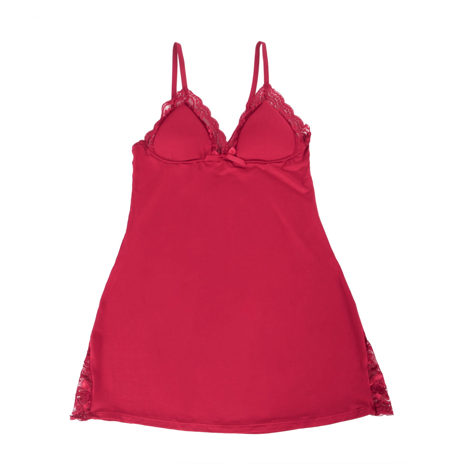 Burgundy	 Sexy Modal Lace Bow Suspender Nightdress