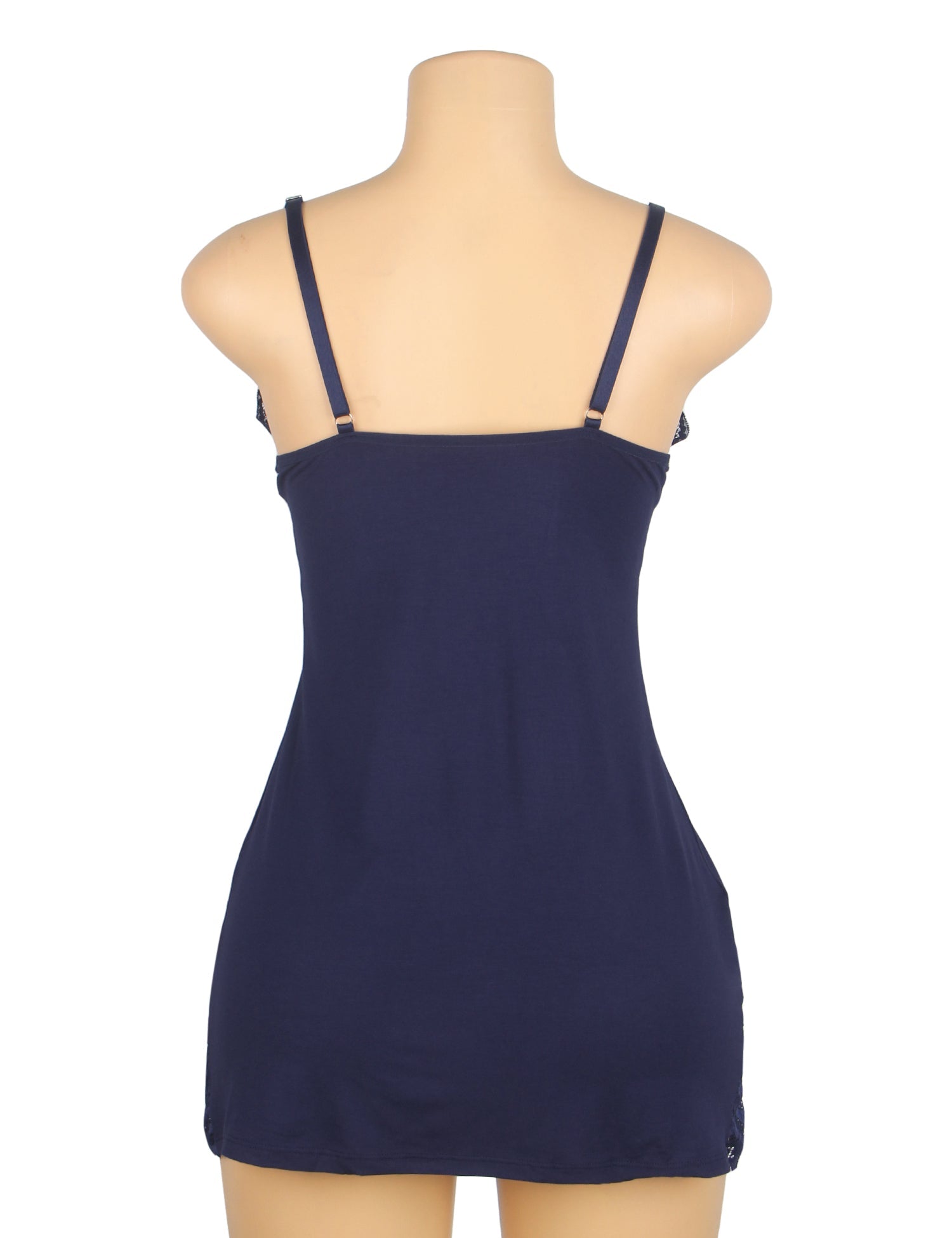 Blaues, sexy Modal-Nachthemd mit Schleife und Trägern