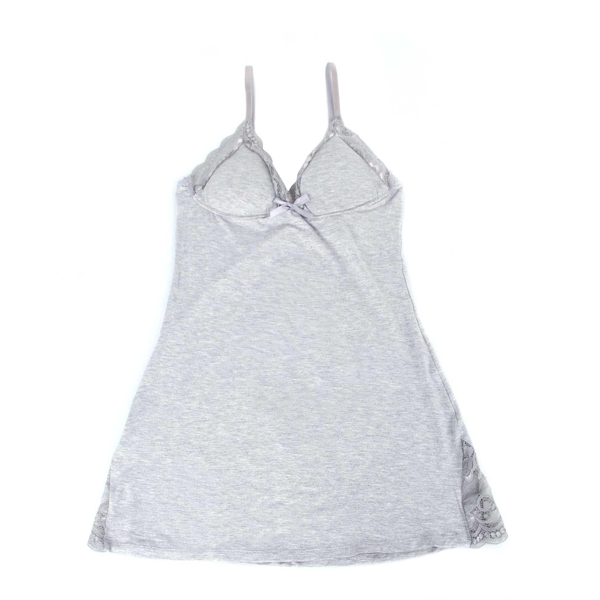 Graues, sexy Modal-Nachthemd mit Schleife und Trägern
