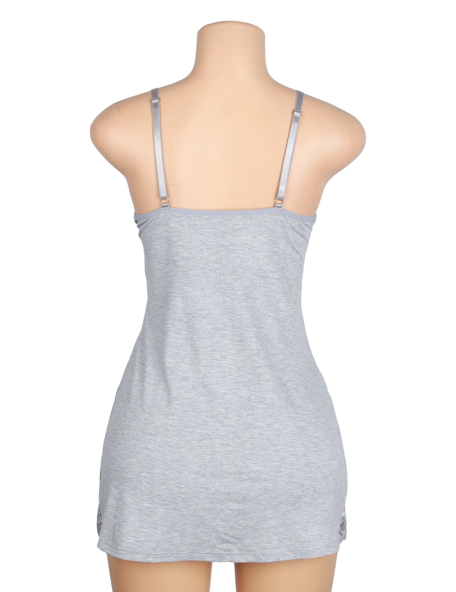 Graues, sexy Modal-Nachthemd mit Schleife und Trägern