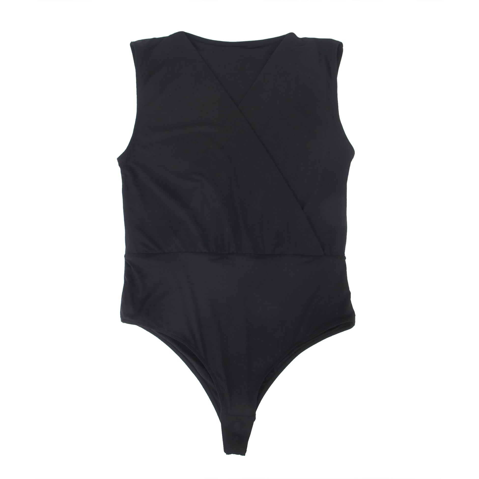 Black Sexy Swim Cloth Deep V Neck Sleeveless Open Crotch Bodysuit