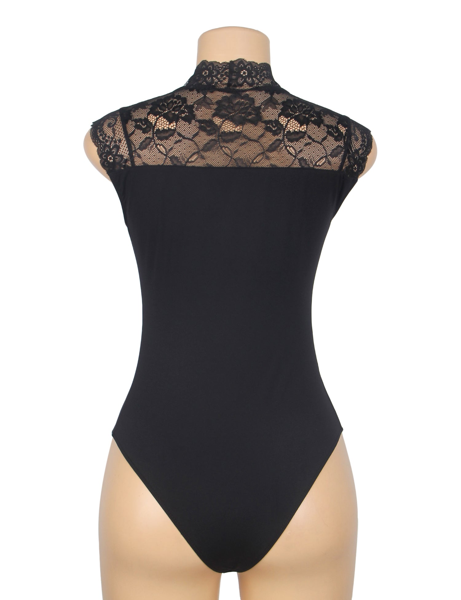 Black Sexy Swim Cloth Lace Sleeveless Open Crotch Bodysuit
