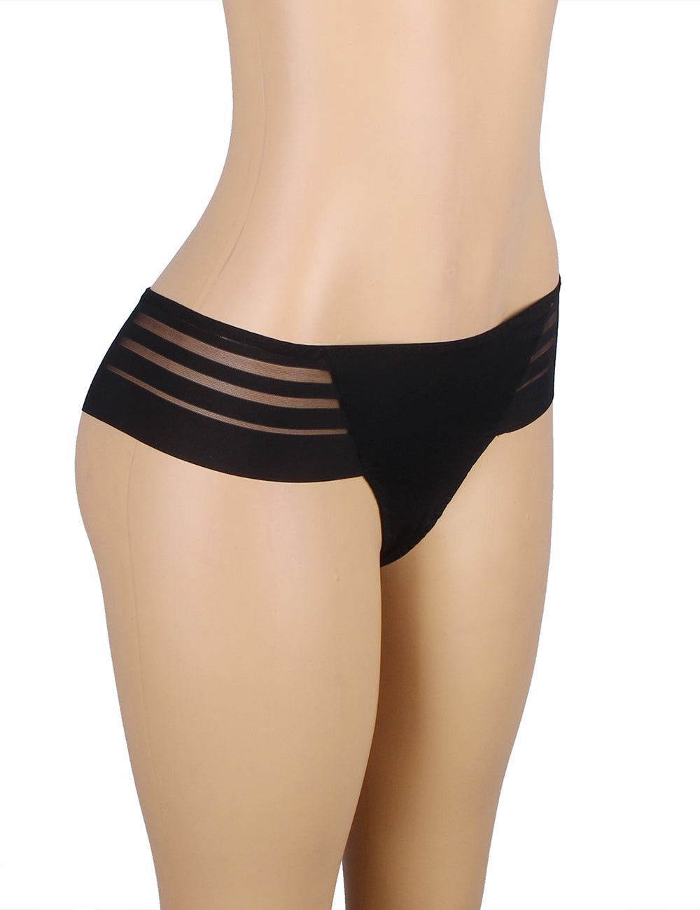 Culotte de bain femme en tissu patchwork de maille rayée noire sexy
